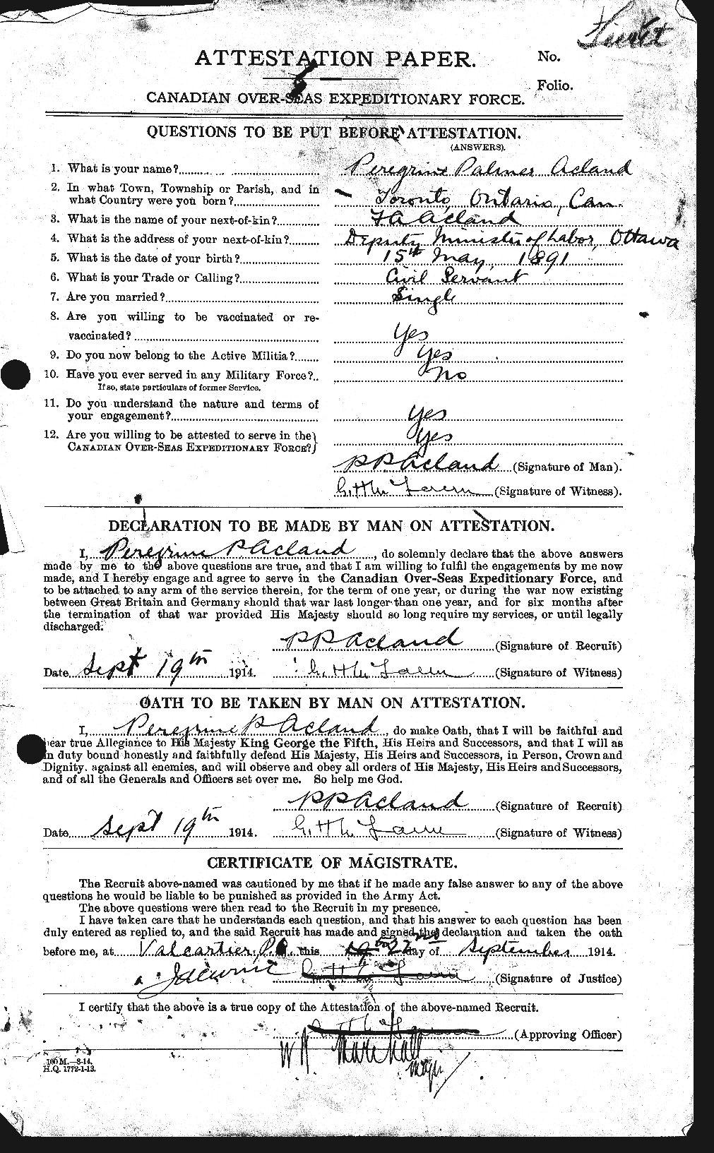 Personnel Records of the First World War - CEF 200727a