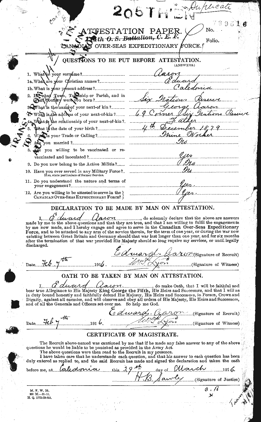Personnel Records of the First World War - CEF 200738a