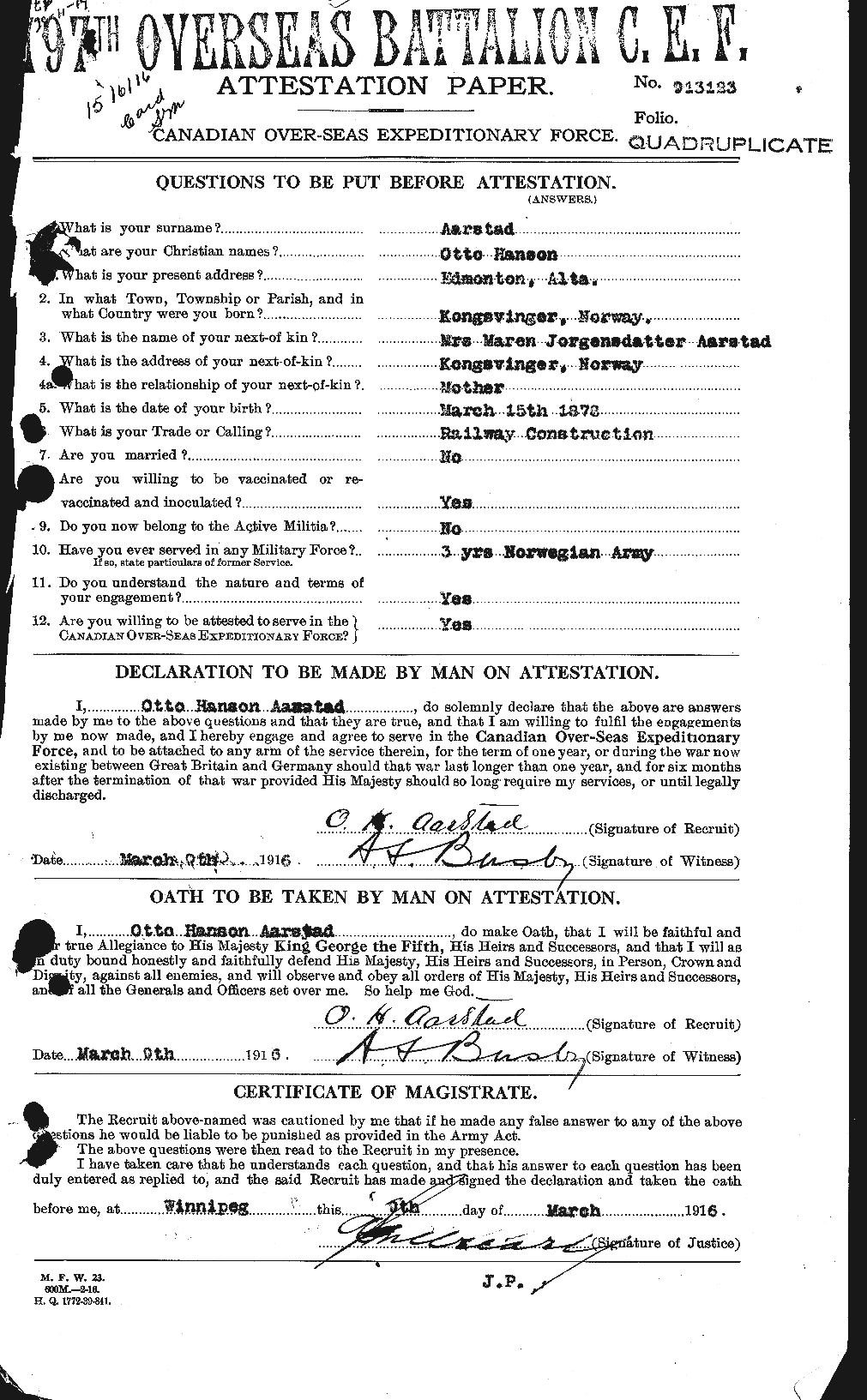 Personnel Records of the First World War - CEF 200752a