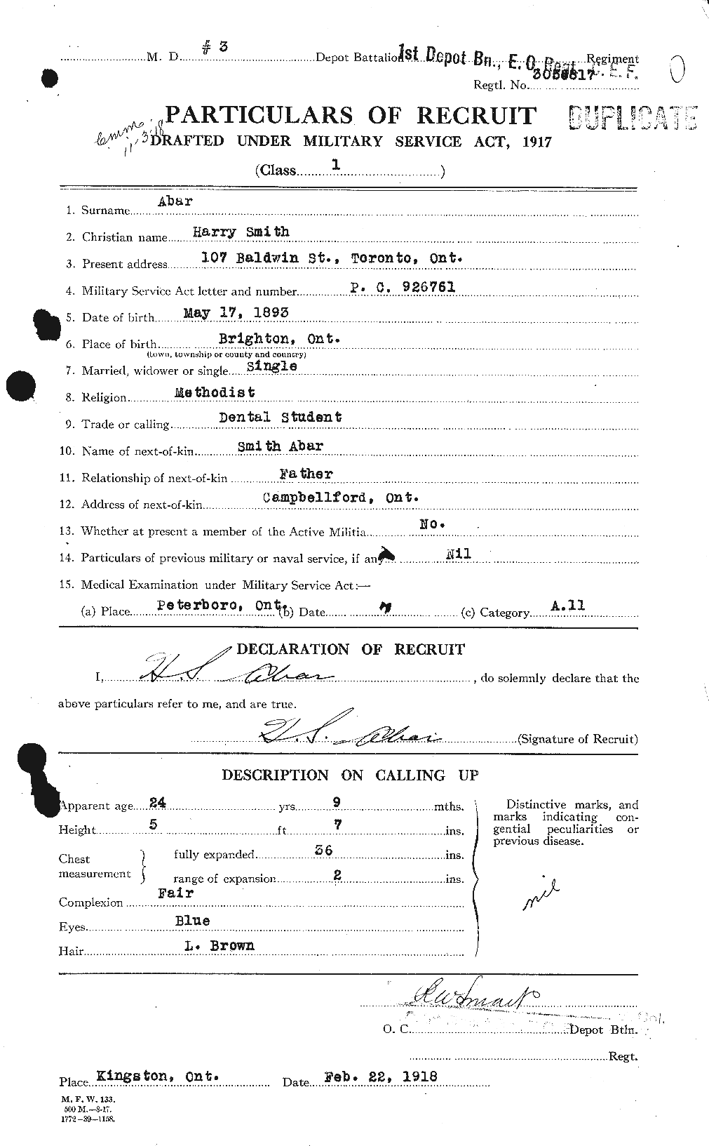 Personnel Records of the First World War - CEF 200759a