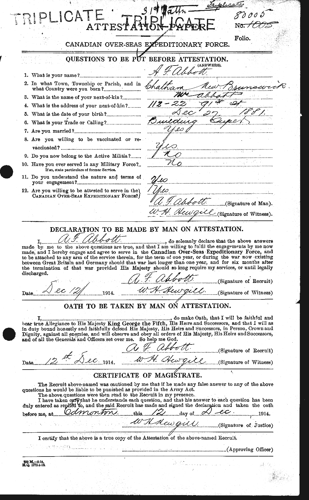 Personnel Records of the First World War - CEF 200802a