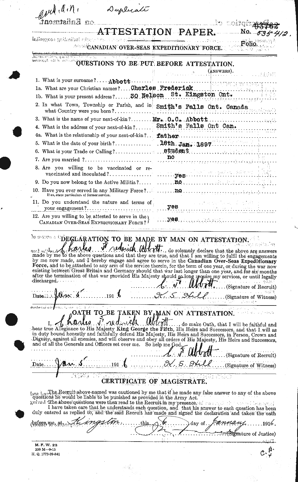 Personnel Records of the First World War - CEF 200836a
