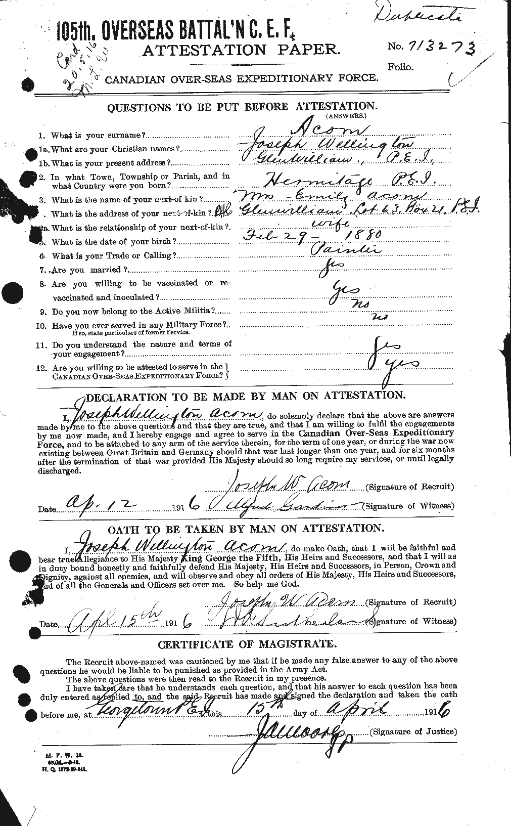 Personnel Records of the First World War - CEF 200849a