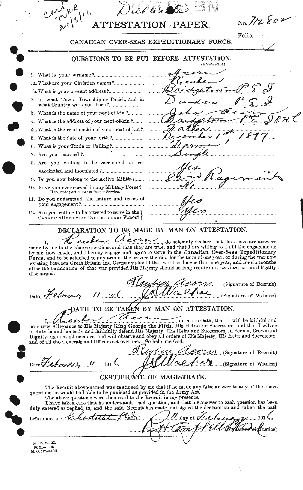 Personnel Records of the First World War - CEF 200853a