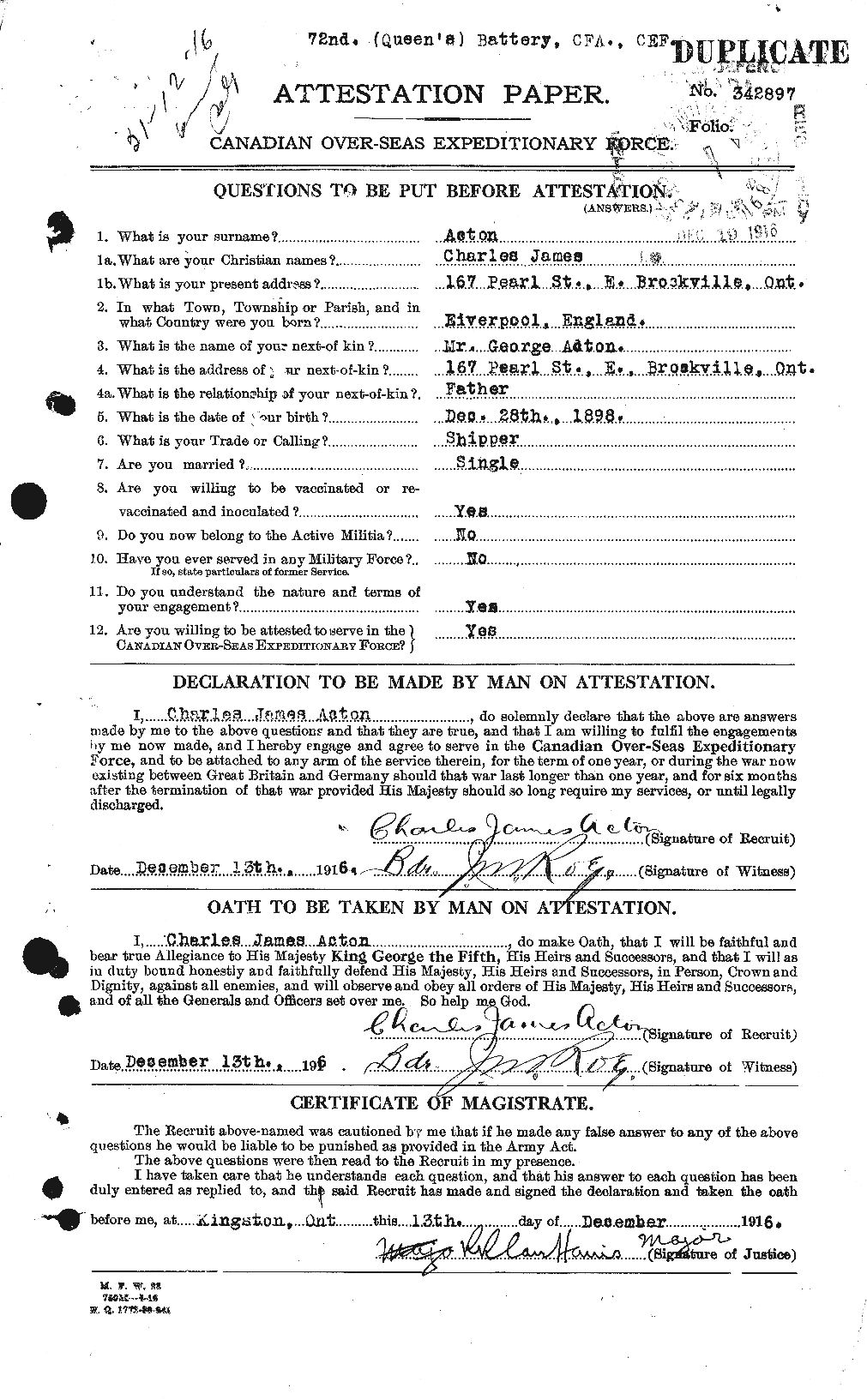 Personnel Records of the First World War - CEF 200893a