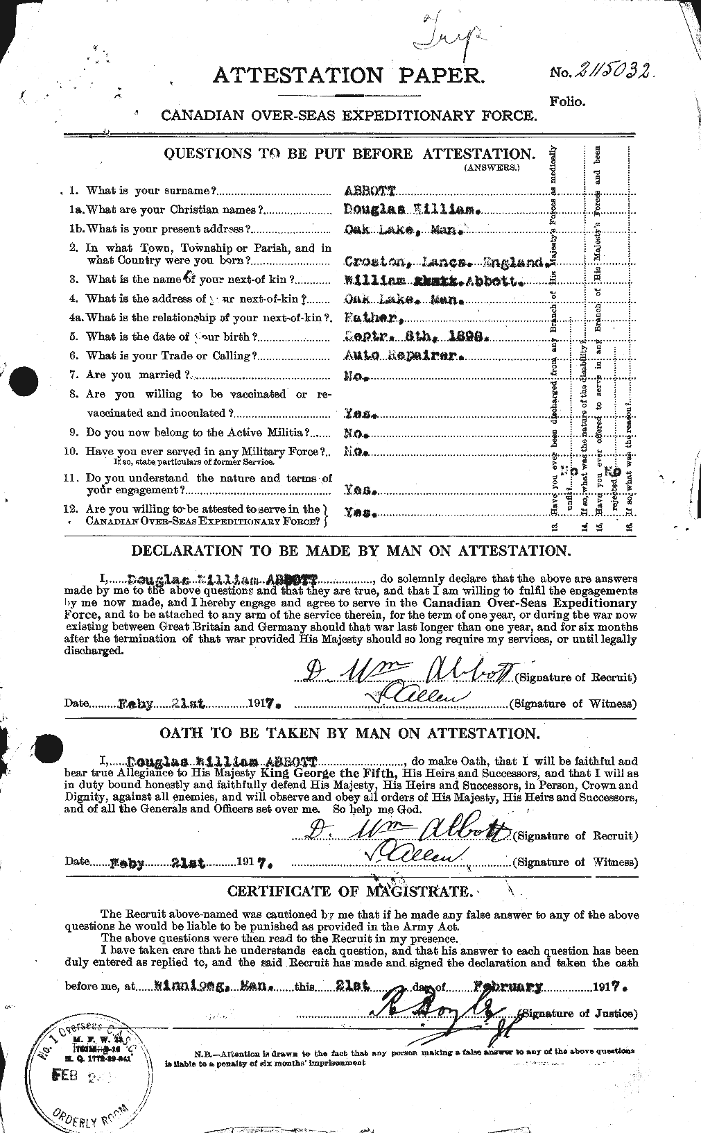 Personnel Records of the First World War - CEF 200904a