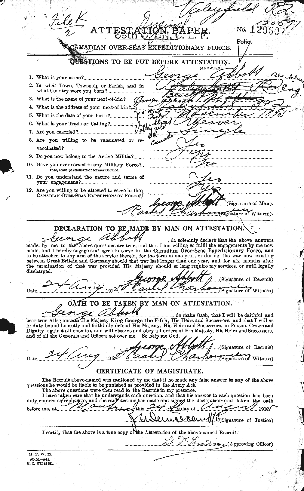 Personnel Records of the First World War - CEF 200930a