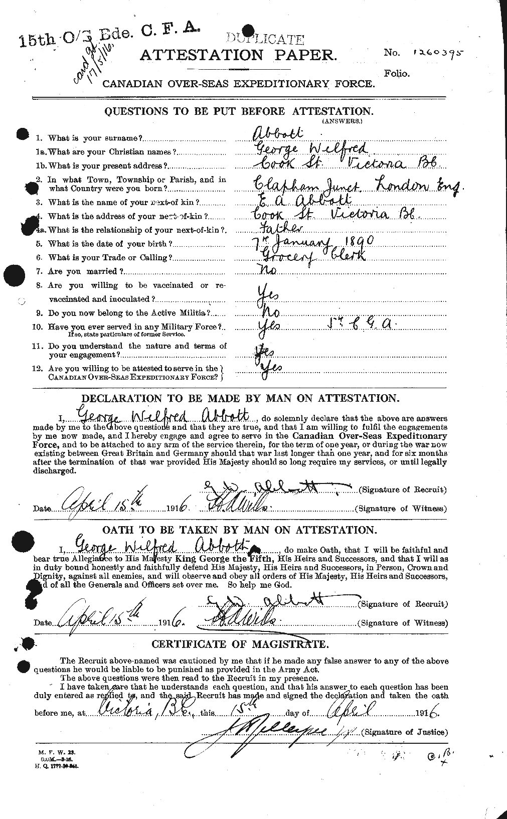 Personnel Records of the First World War - CEF 200947a