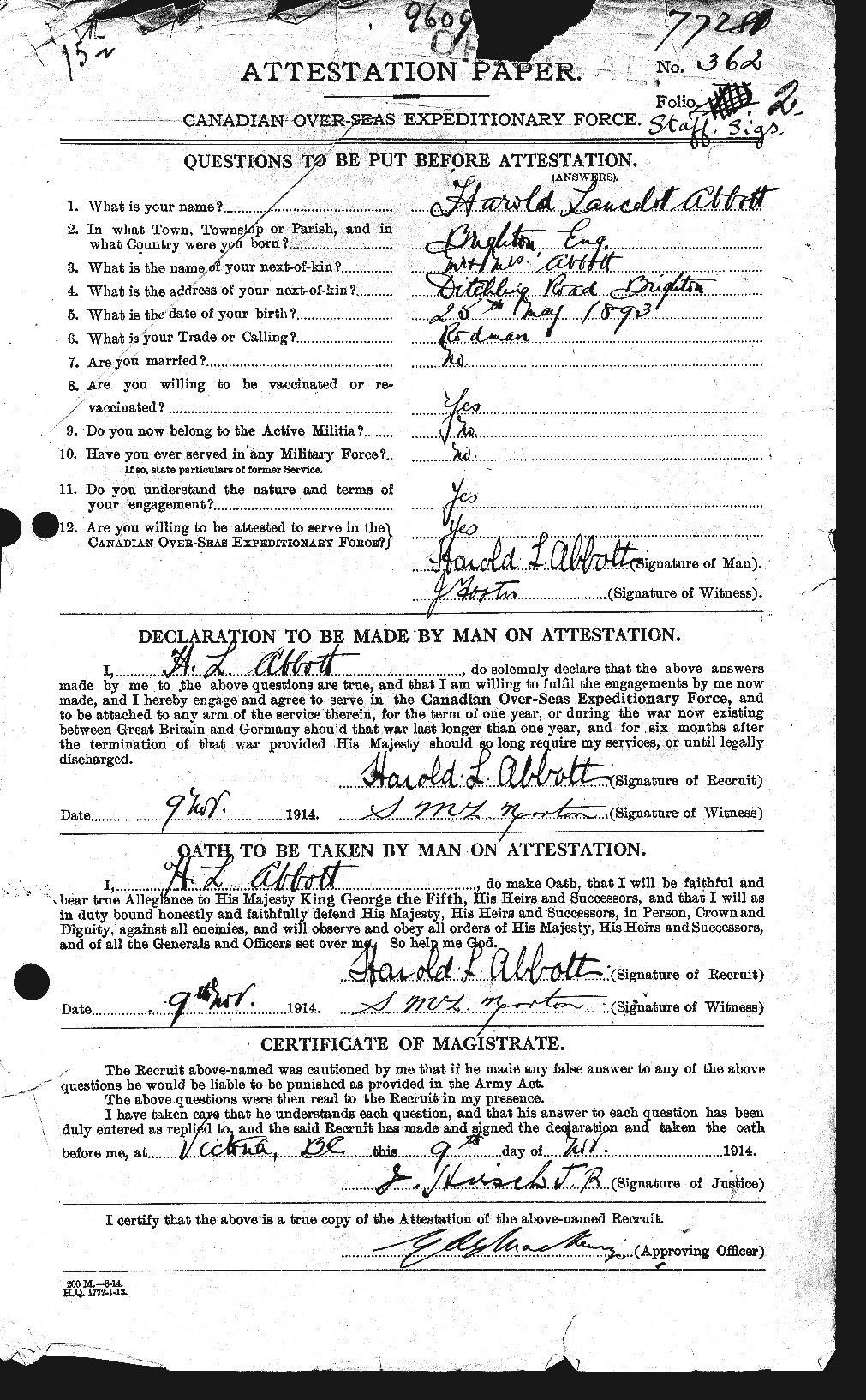 Personnel Records of the First World War - CEF 200957a