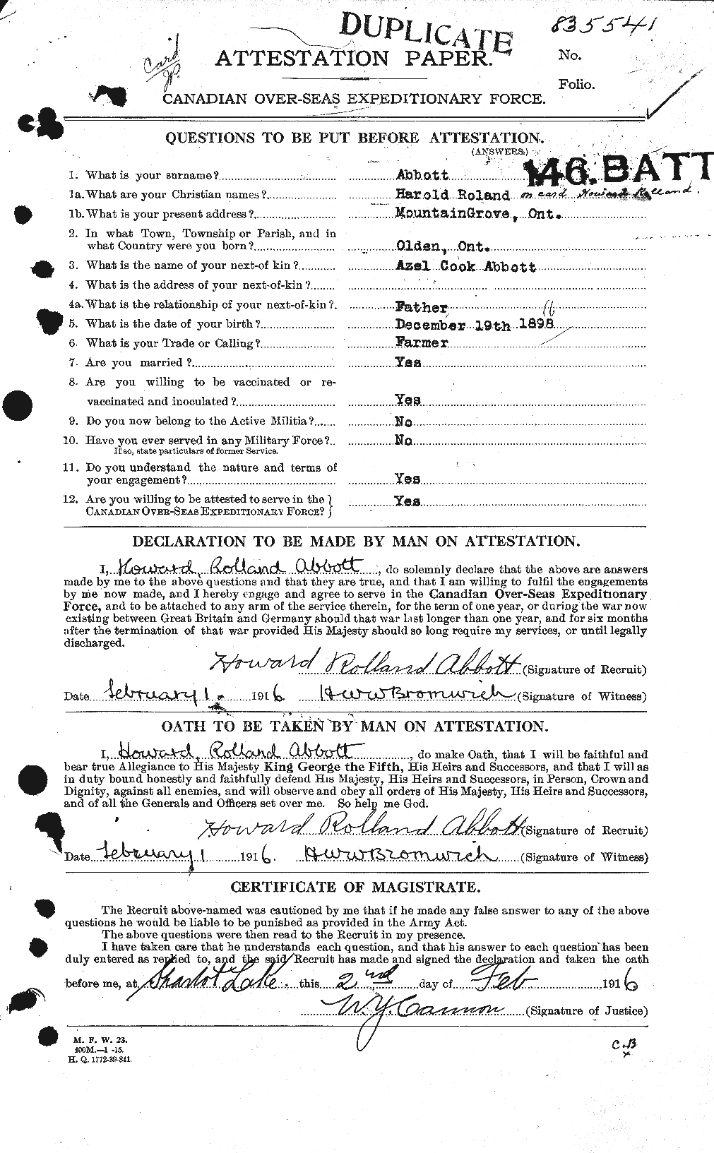Personnel Records of the First World War - CEF 200958a