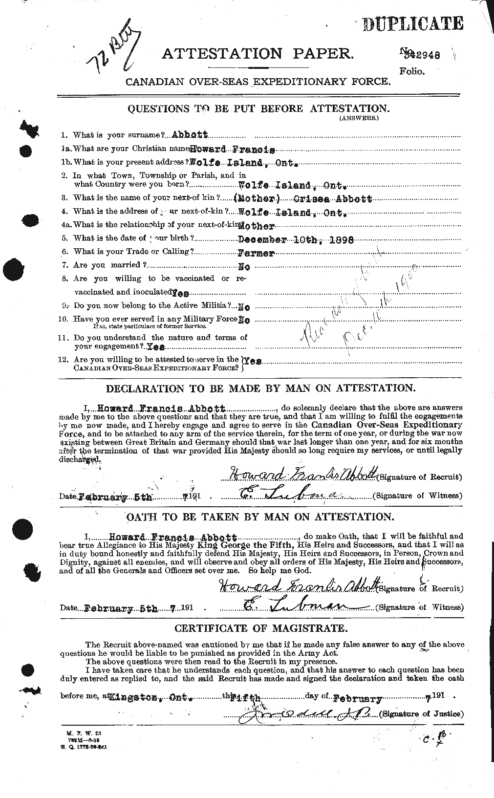 Personnel Records of the First World War - CEF 200971a
