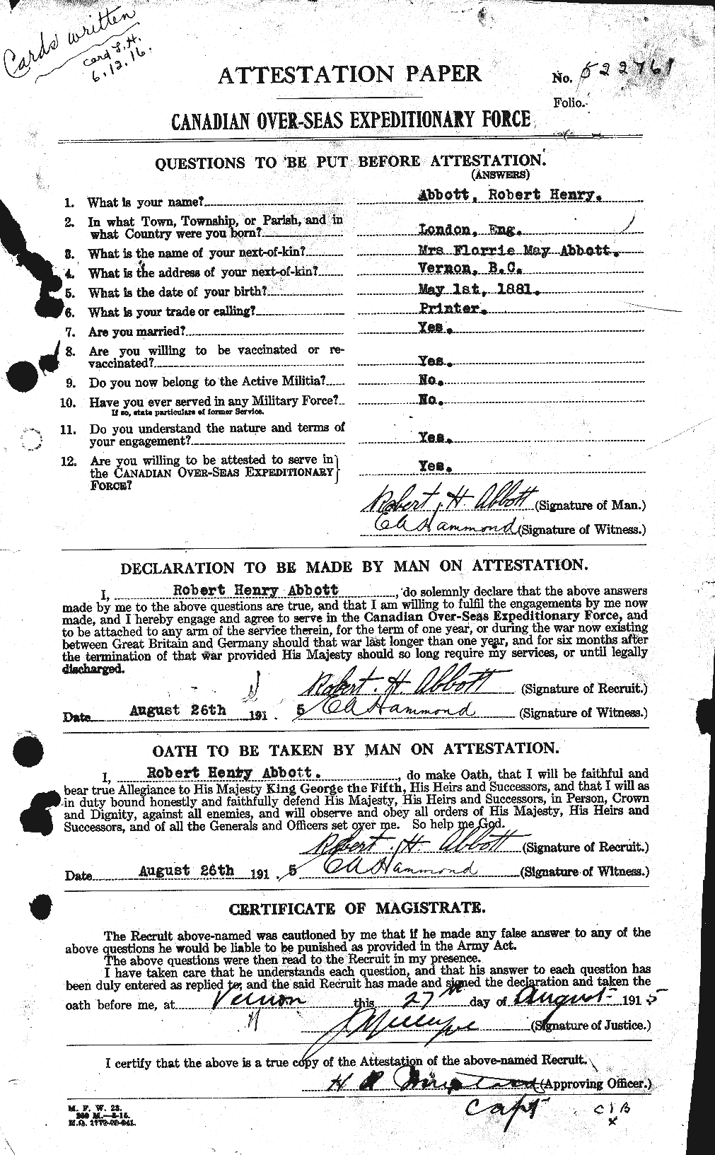 Personnel Records of the First World War - CEF 201078a