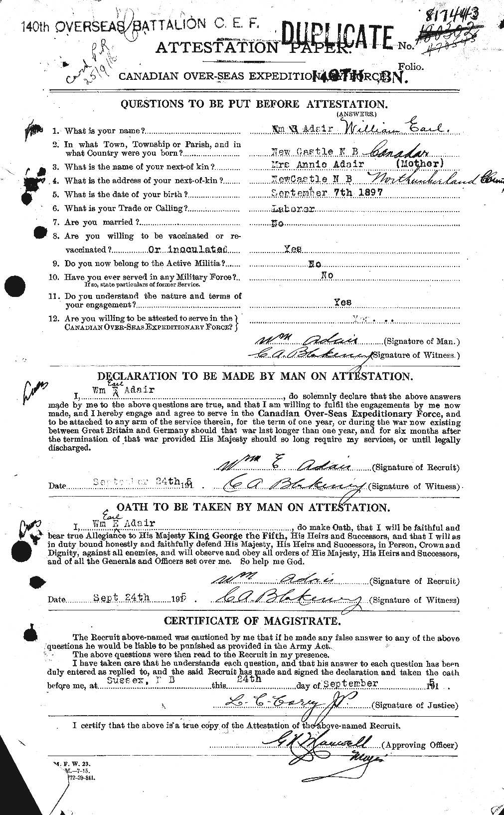 Personnel Records of the First World War - CEF 201185a