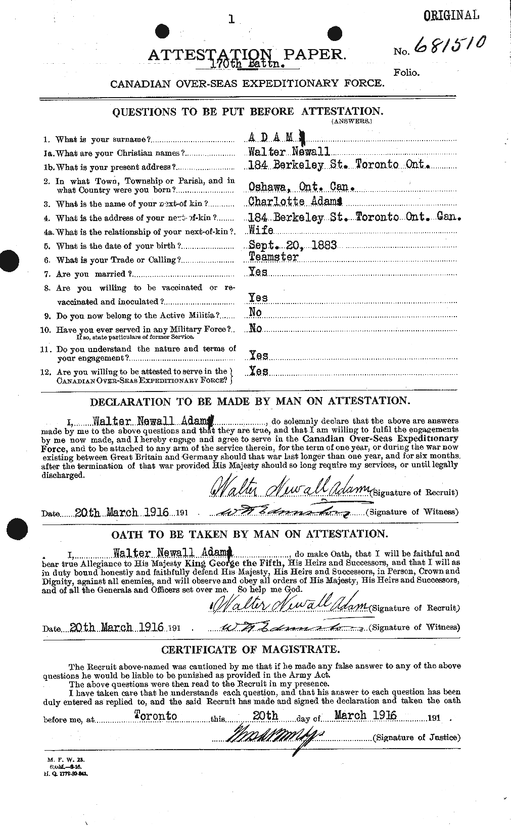 Personnel Records of the First World War - CEF 201325a
