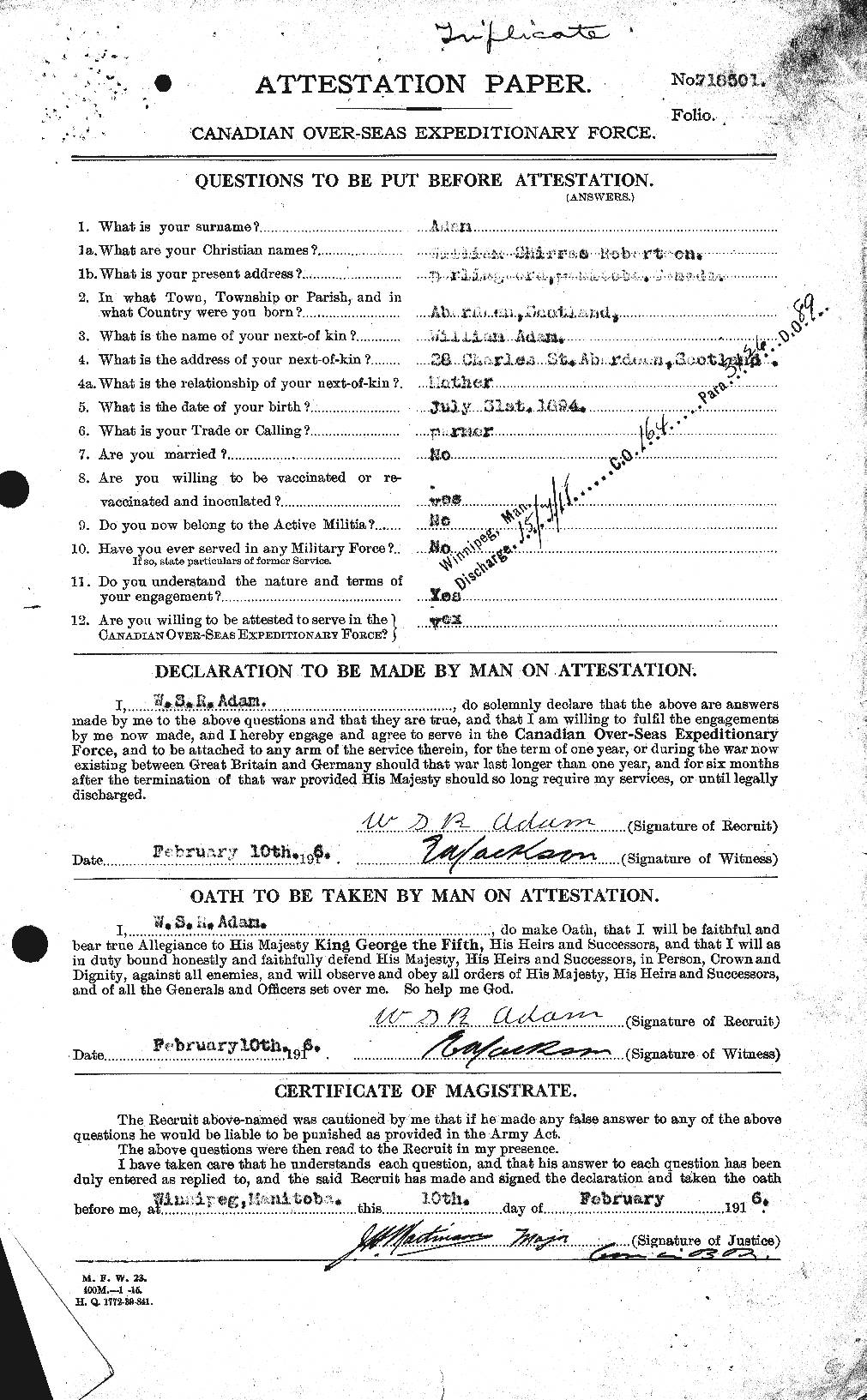Personnel Records of the First World War - CEF 201340a