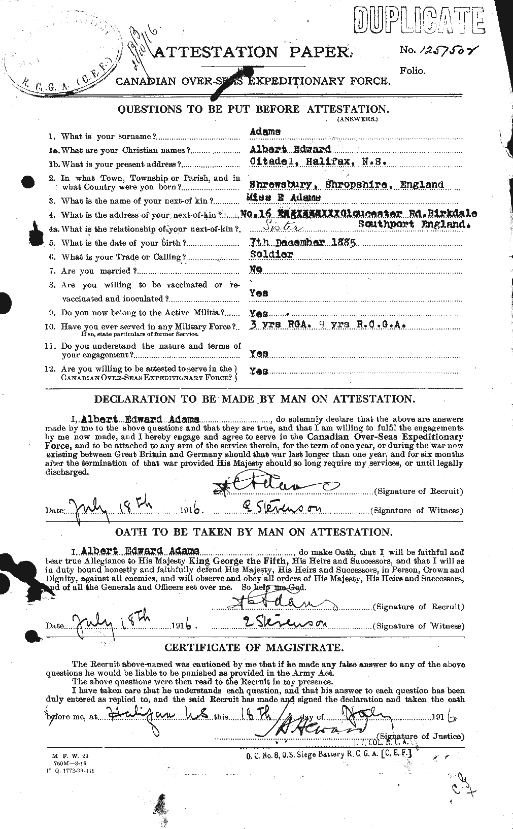 Personnel Records of the First World War - CEF 201363a