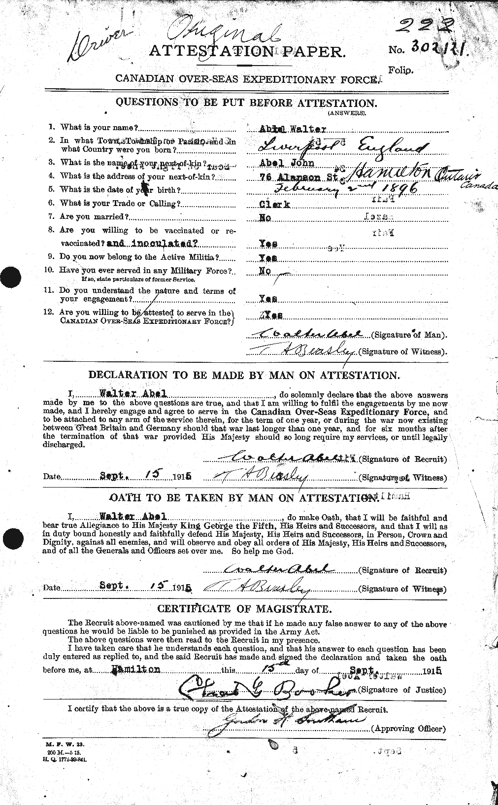 Personnel Records of the First World War - CEF 201454a