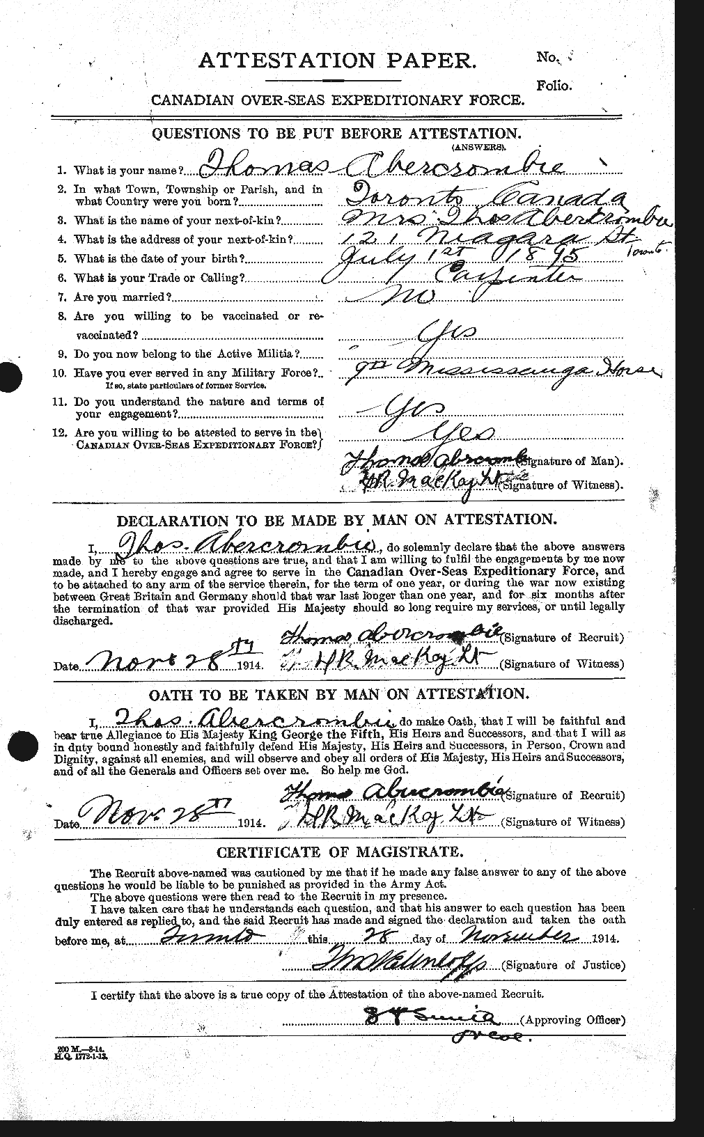 Personnel Records of the First World War - CEF 201489a
