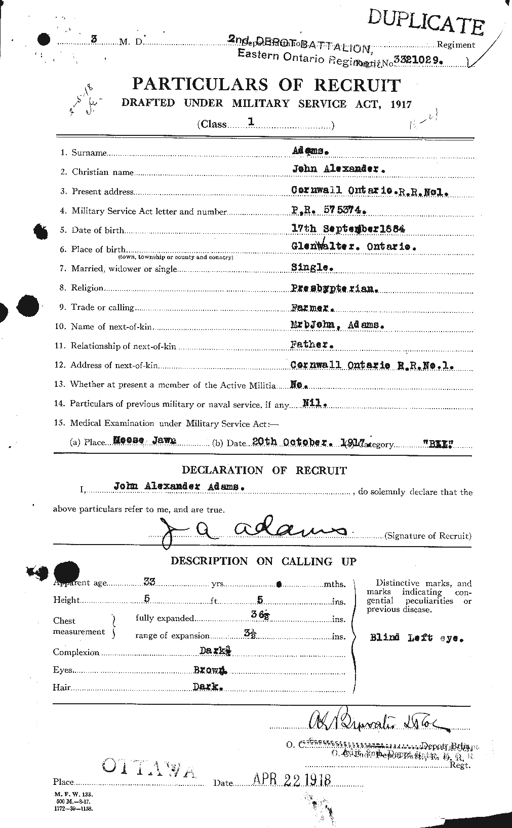 Personnel Records of the First World War - CEF 201894a