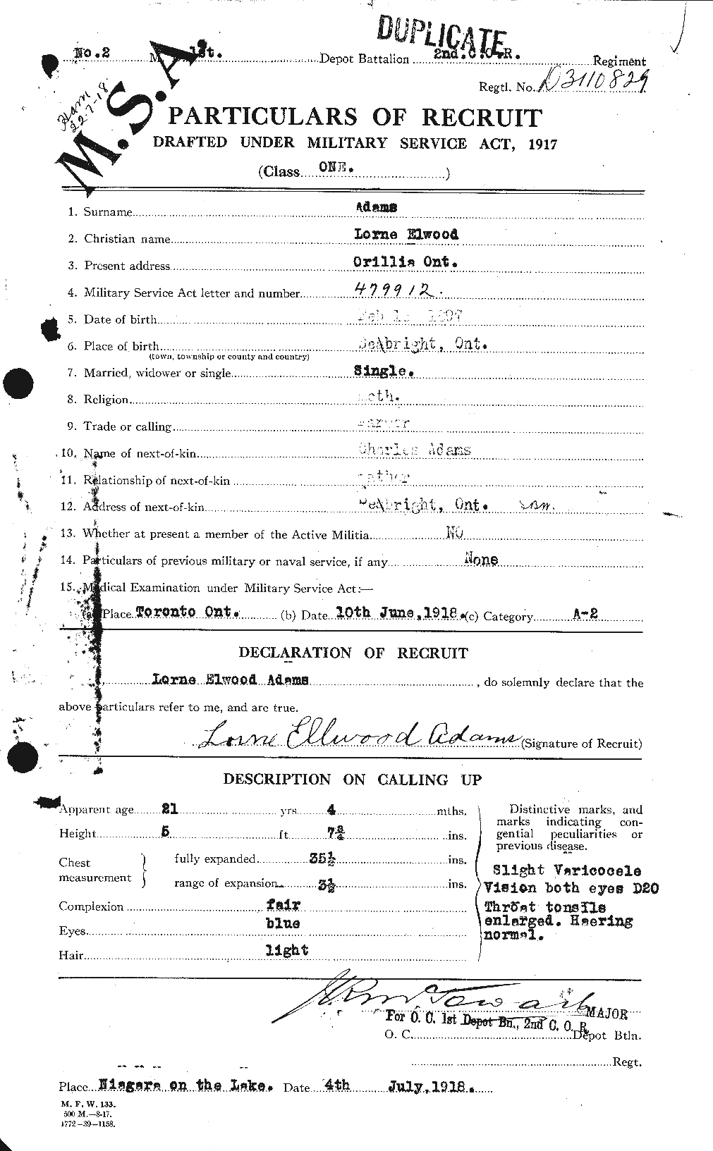 Personnel Records of the First World War - CEF 201967a
