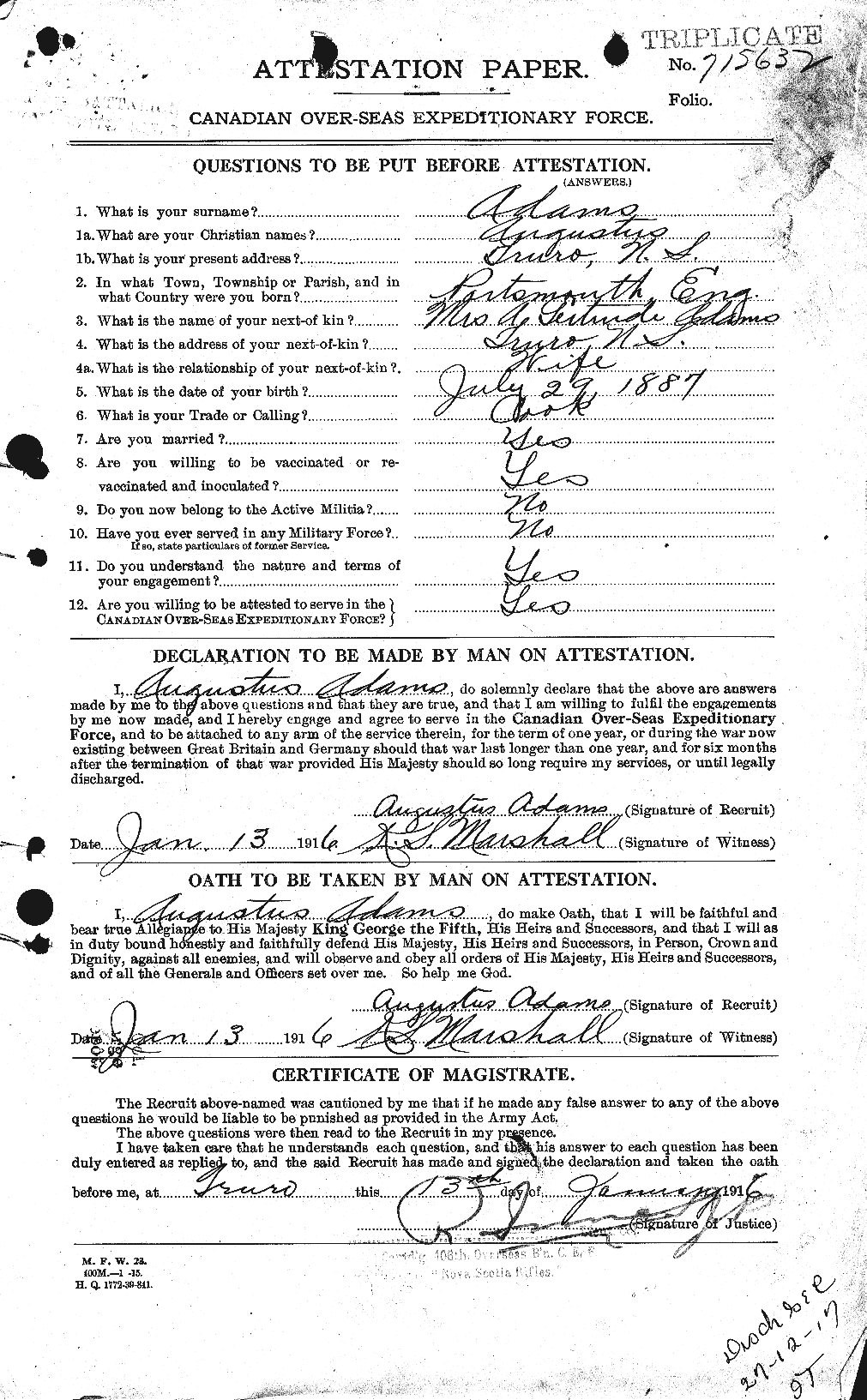 Personnel Records of the First World War - CEF 202033a