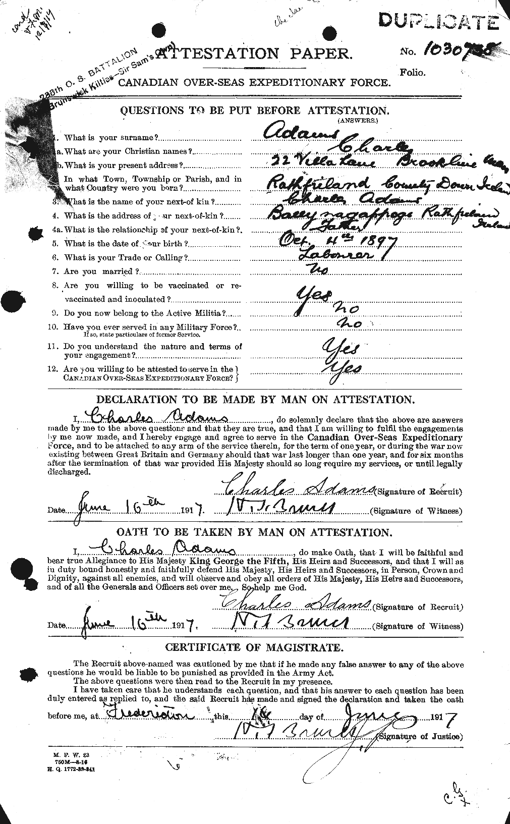 Personnel Records of the First World War - CEF 202054a