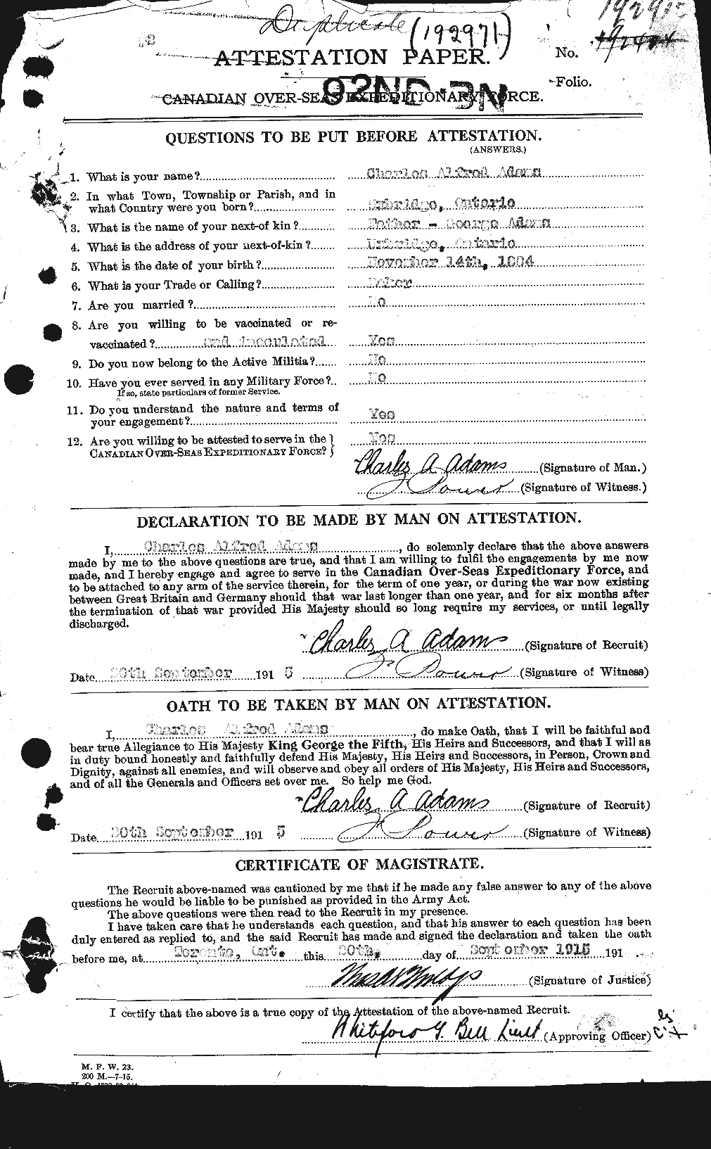 Personnel Records of the First World War - CEF 202058a
