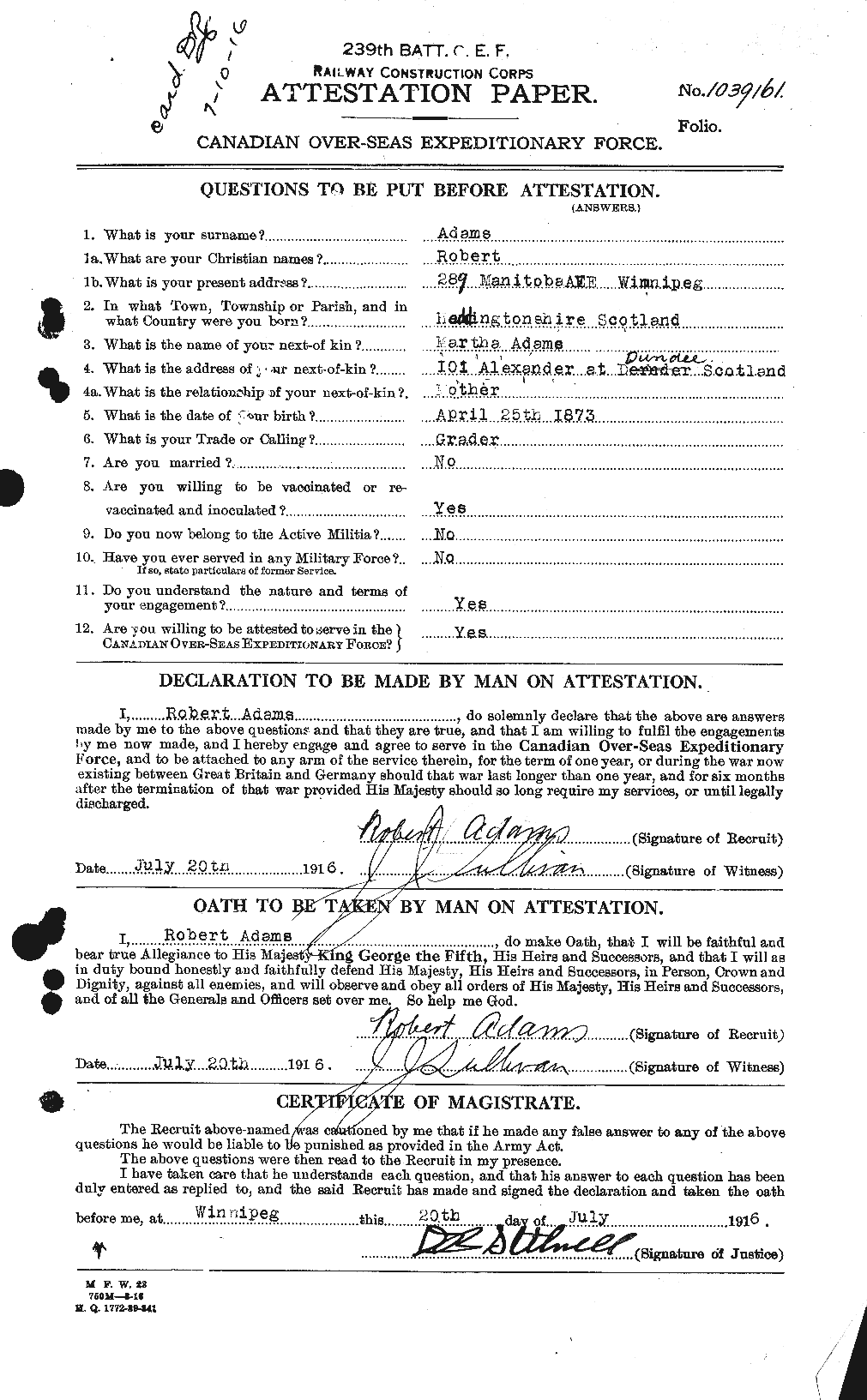 Personnel Records of the First World War - CEF 202090a