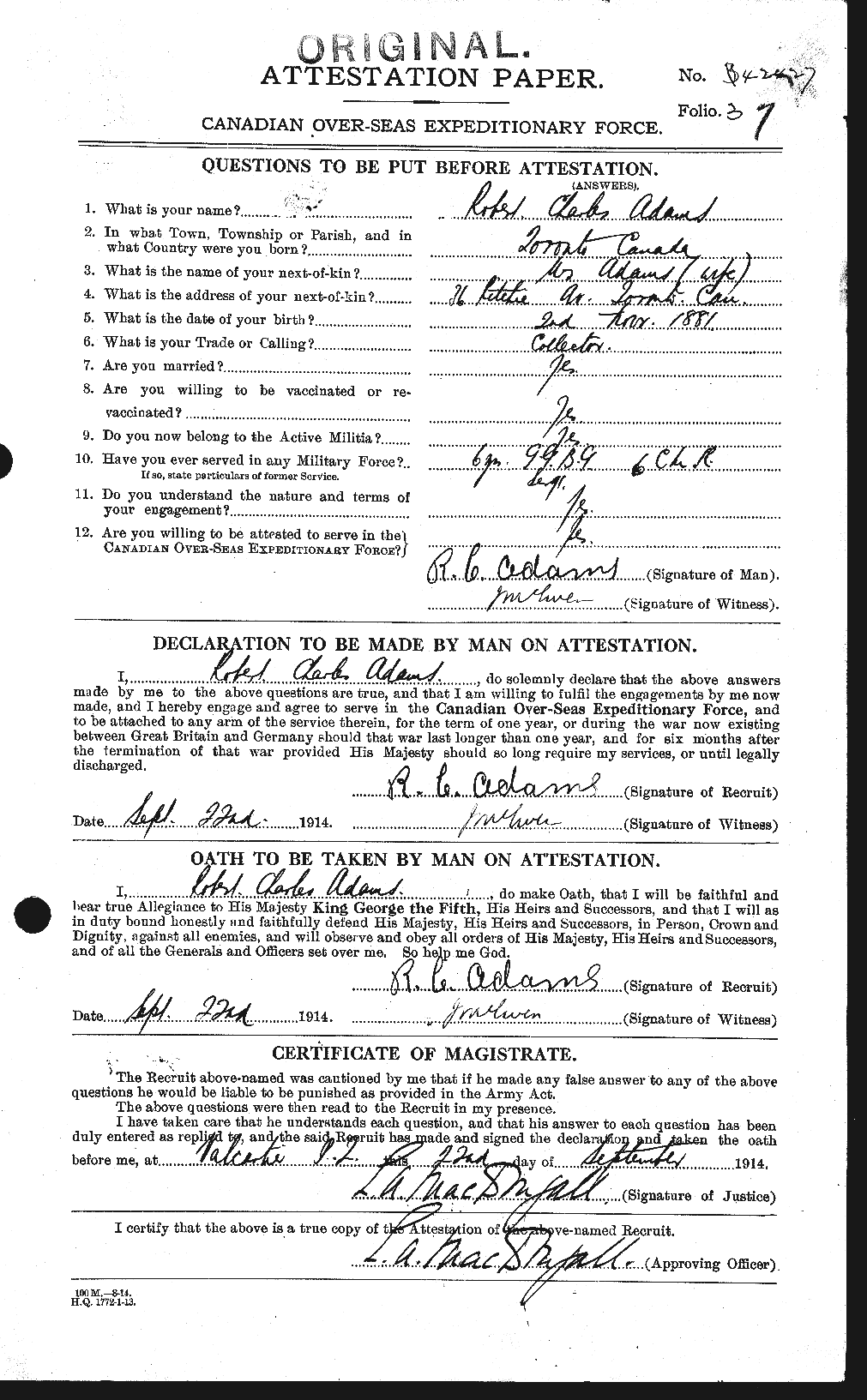Personnel Records of the First World War - CEF 202100a
