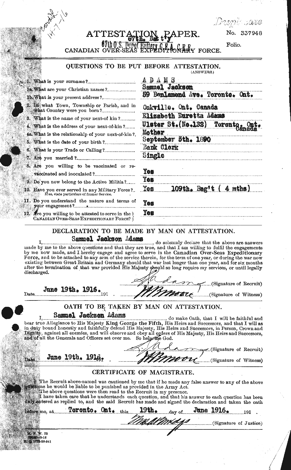 Personnel Records of the First World War - CEF 202134a