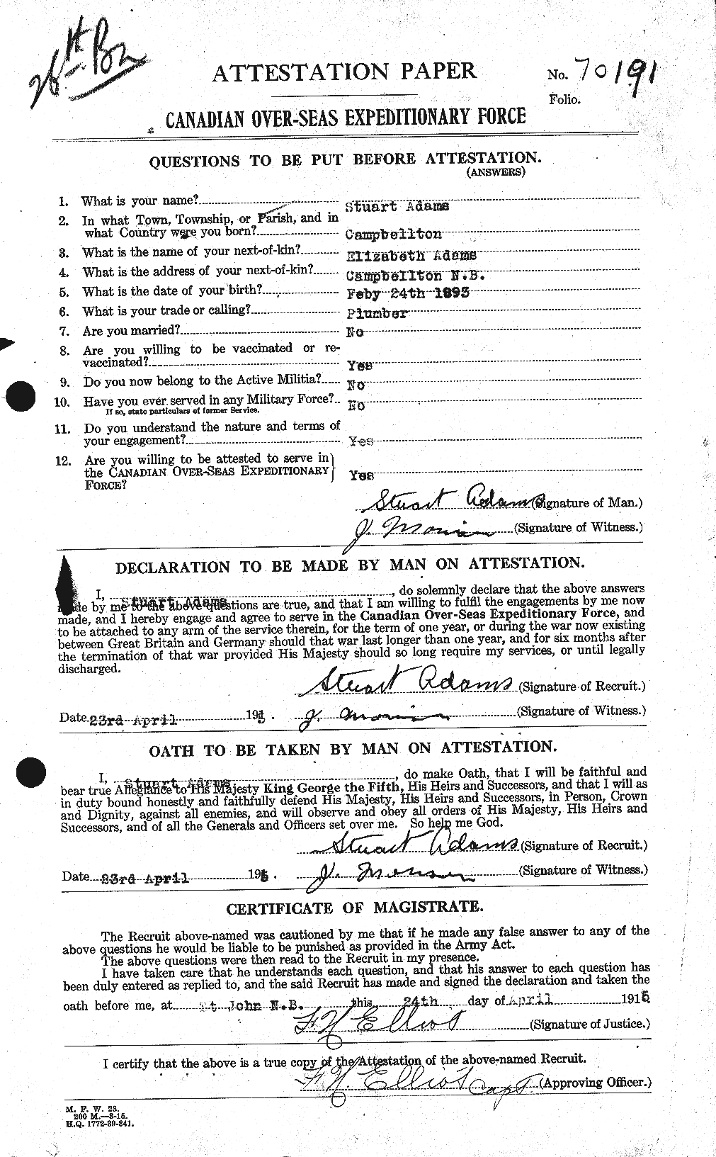Personnel Records of the First World War - CEF 202151a