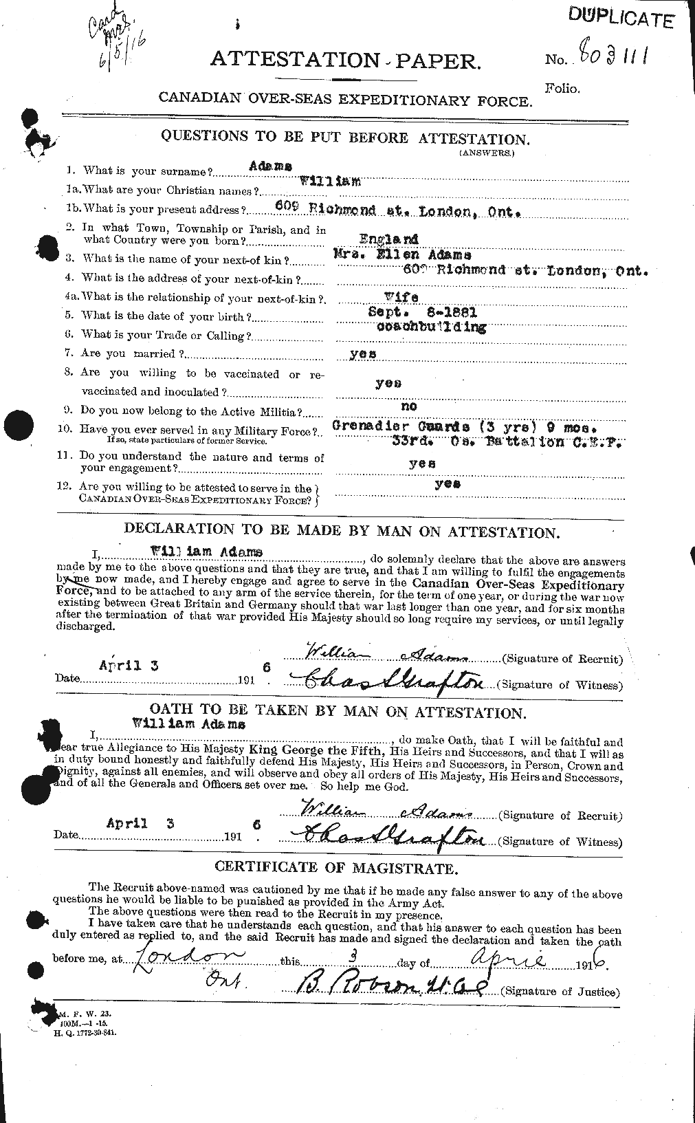 Personnel Records of the First World War - CEF 202213a