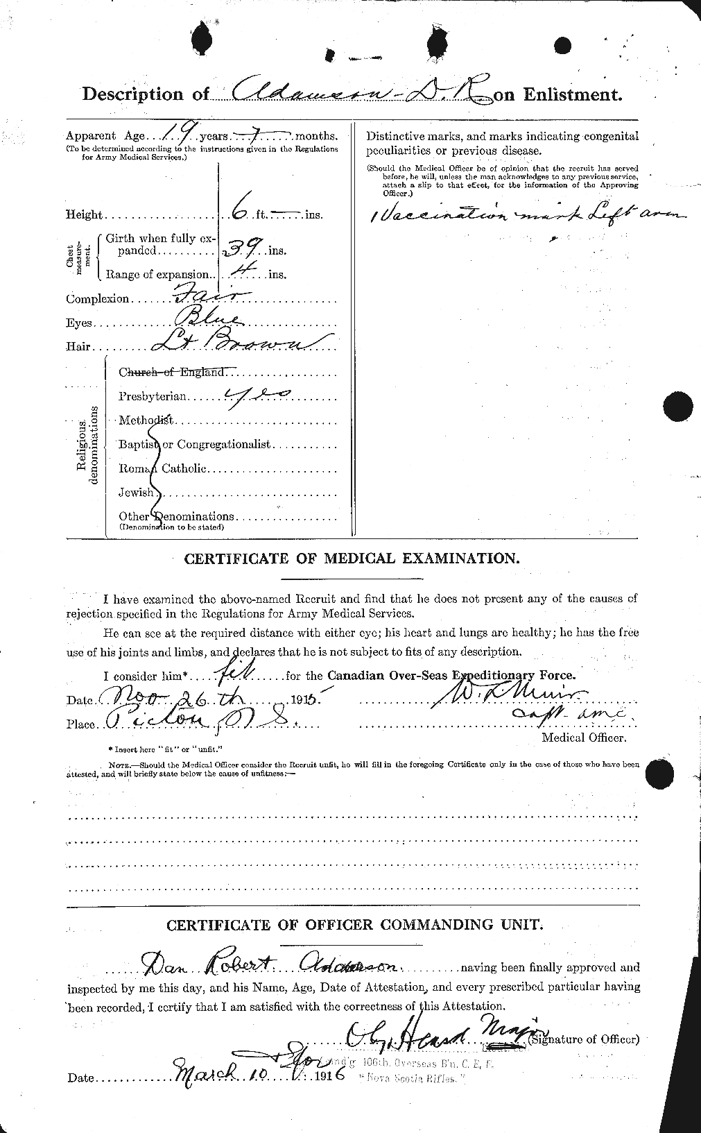 Dossiers du Personnel de la Première Guerre mondiale - CEC 202324b