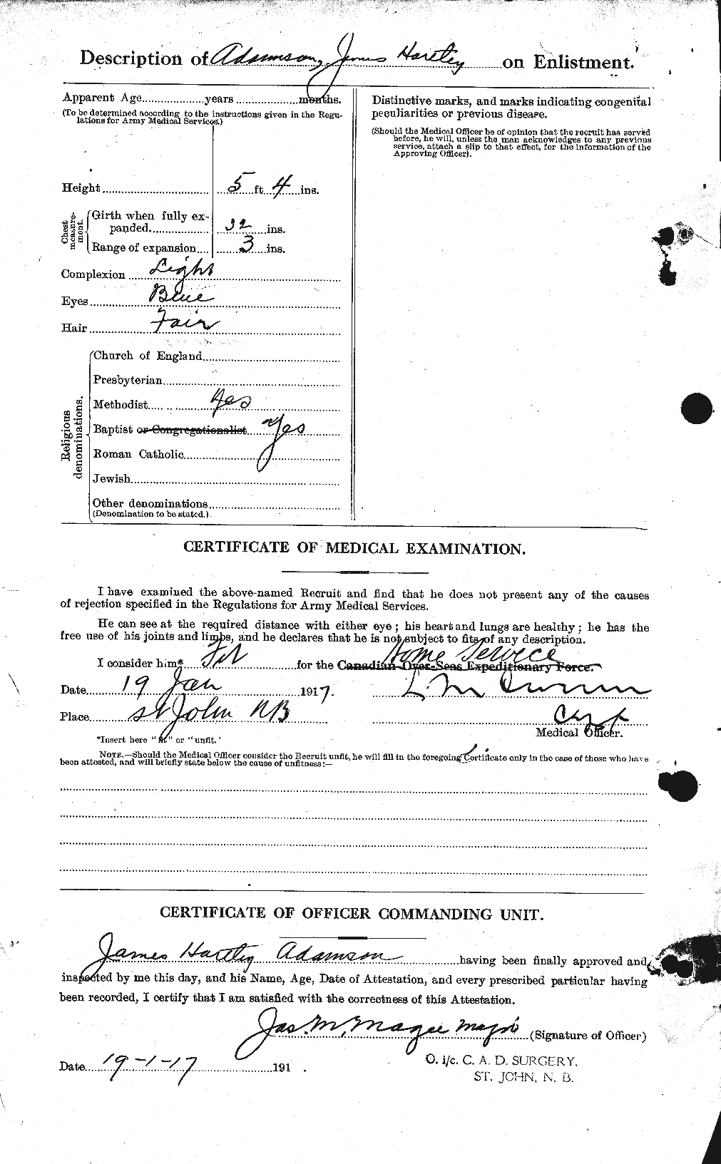 Dossiers du Personnel de la Première Guerre mondiale - CEC 202366b
