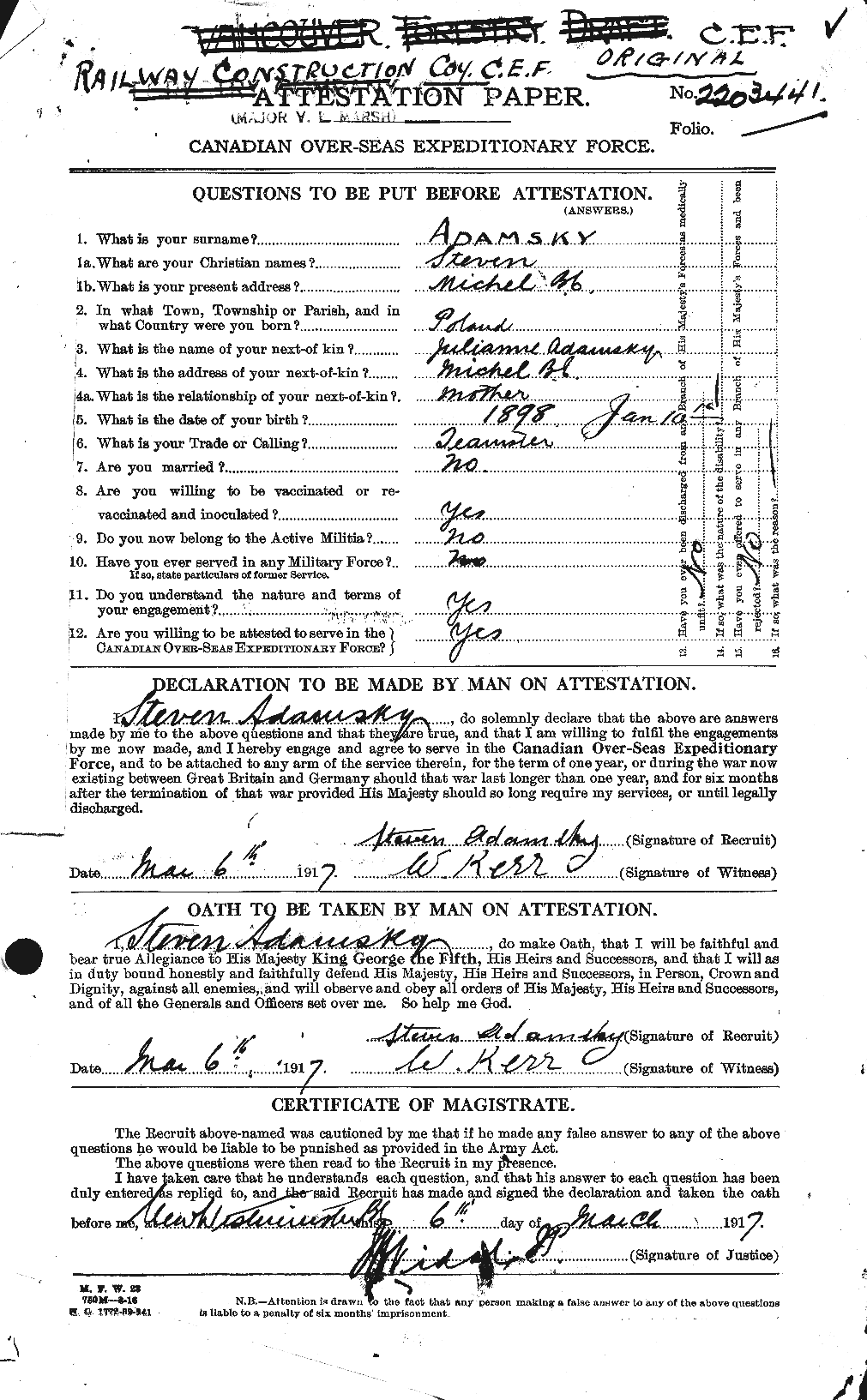 Personnel Records of the First World War - CEF 202413a