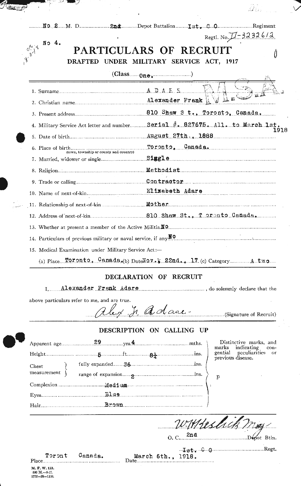 Personnel Records of the First World War - CEF 202418a