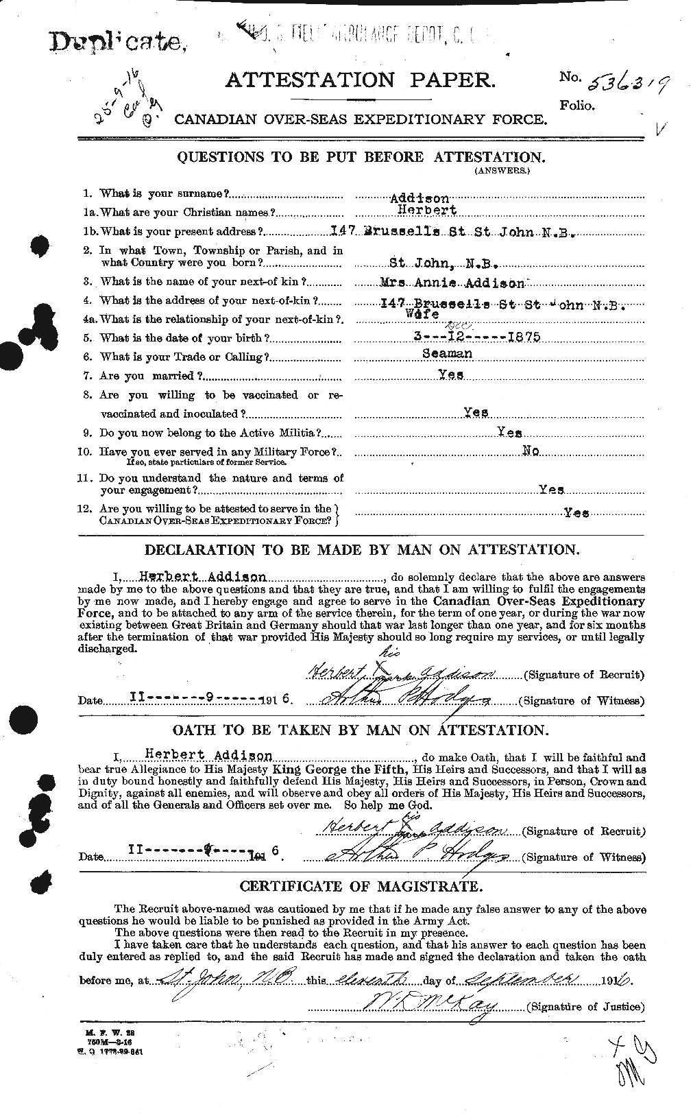 Personnel Records of the First World War - CEF 202500a