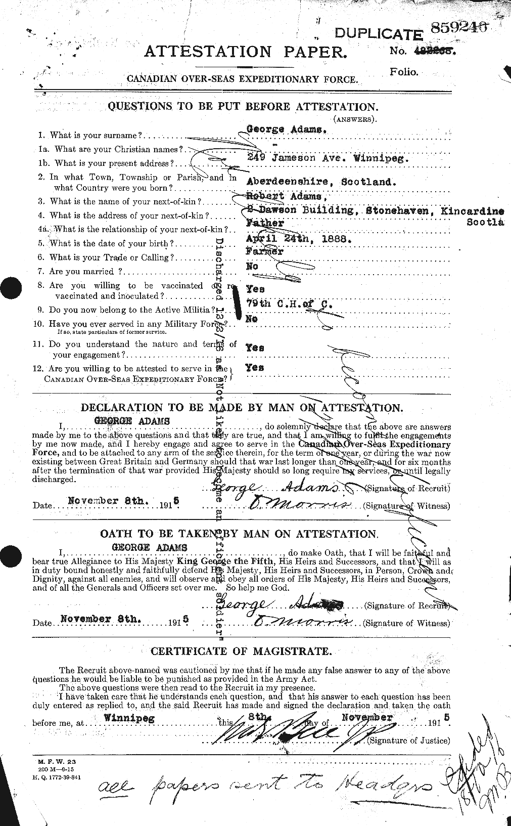 Personnel Records of the First World War - CEF 202529a