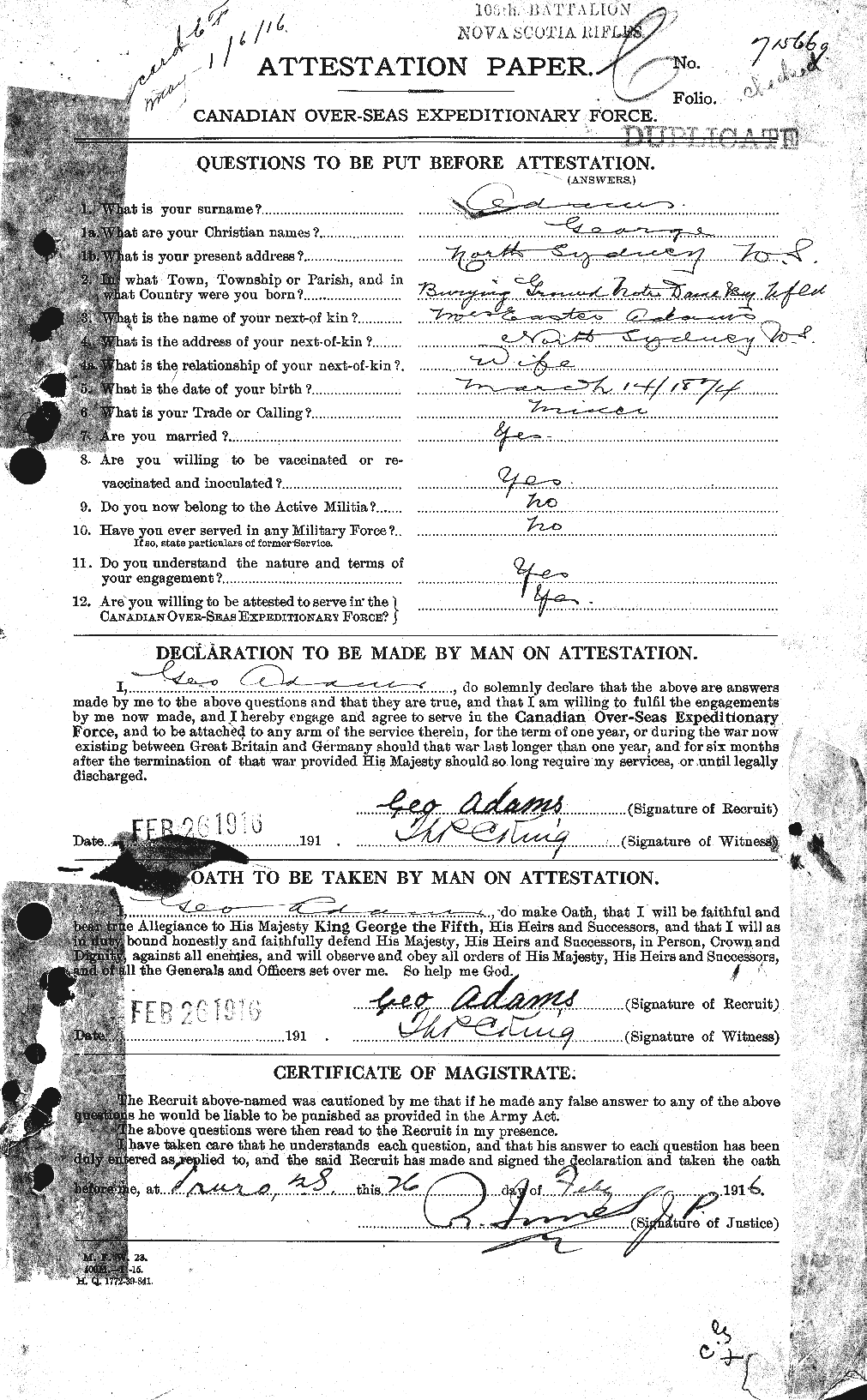 Personnel Records of the First World War - CEF 202533a