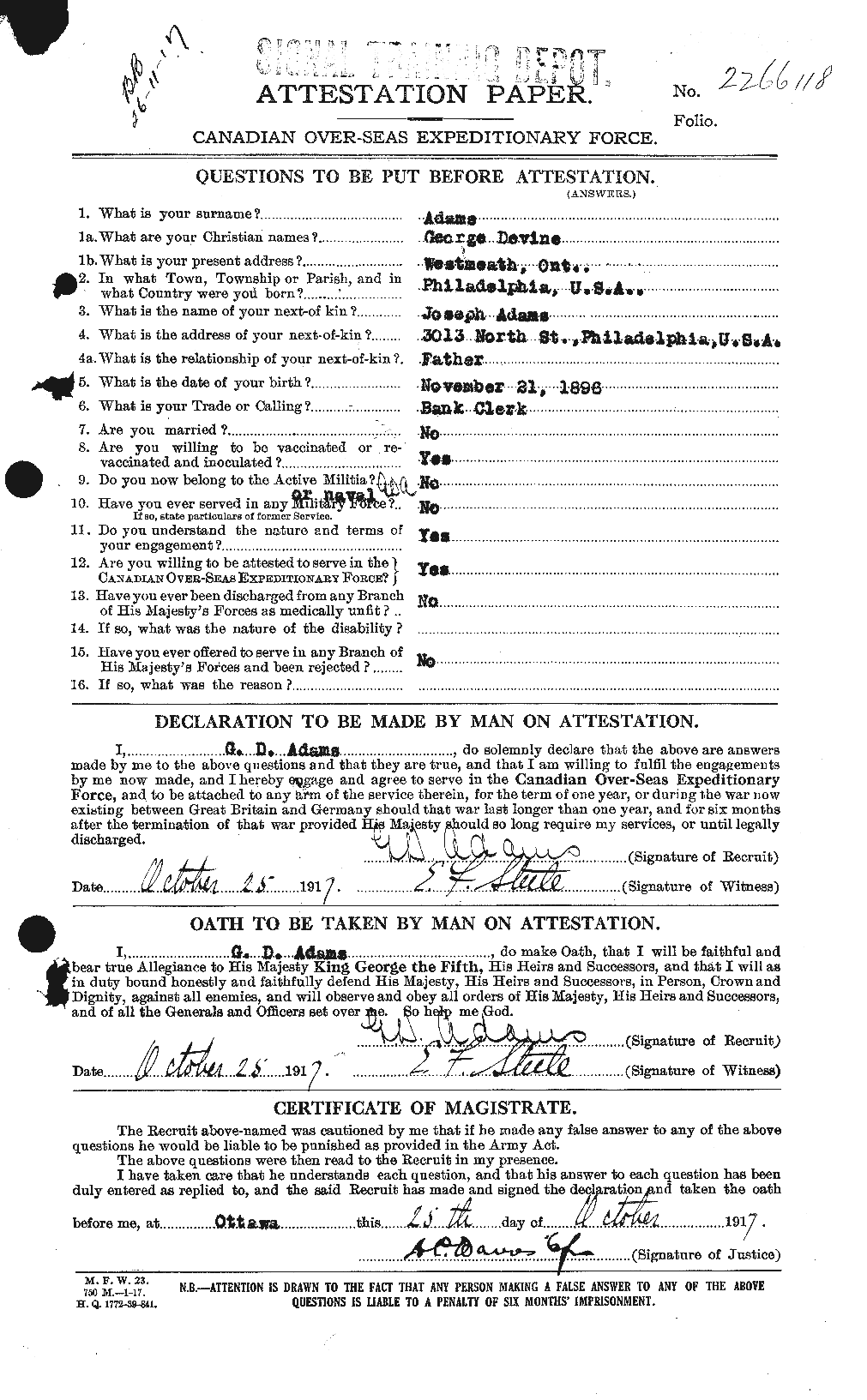 Personnel Records of the First World War - CEF 202554a