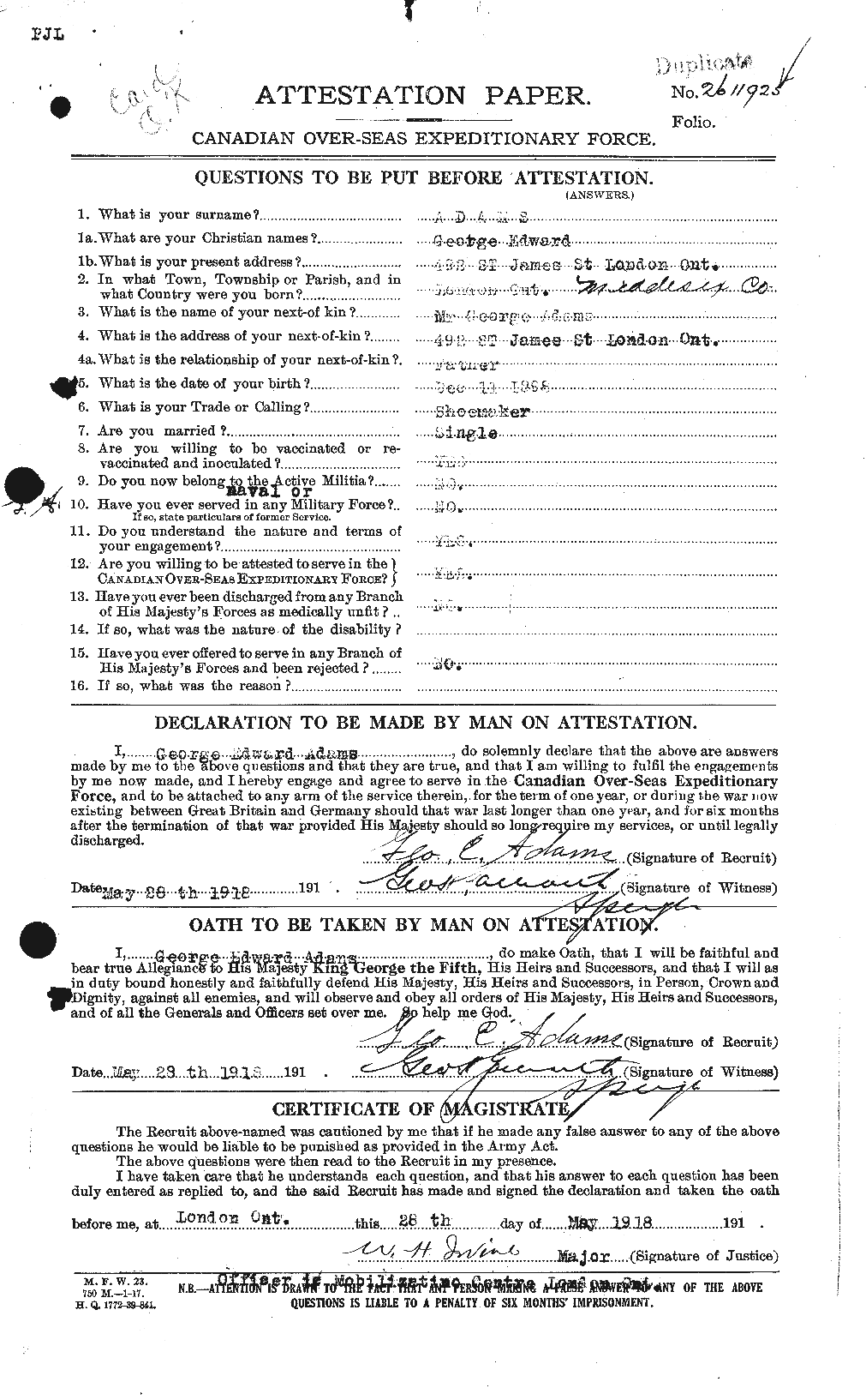 Personnel Records of the First World War - CEF 202555a