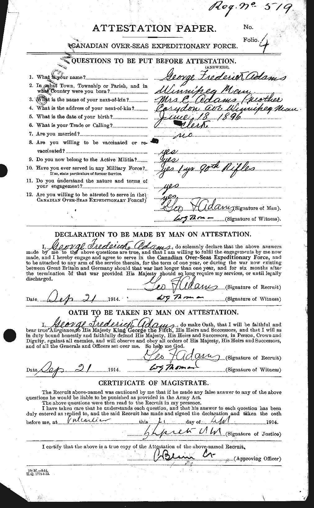 Personnel Records of the First World War - CEF 202560a