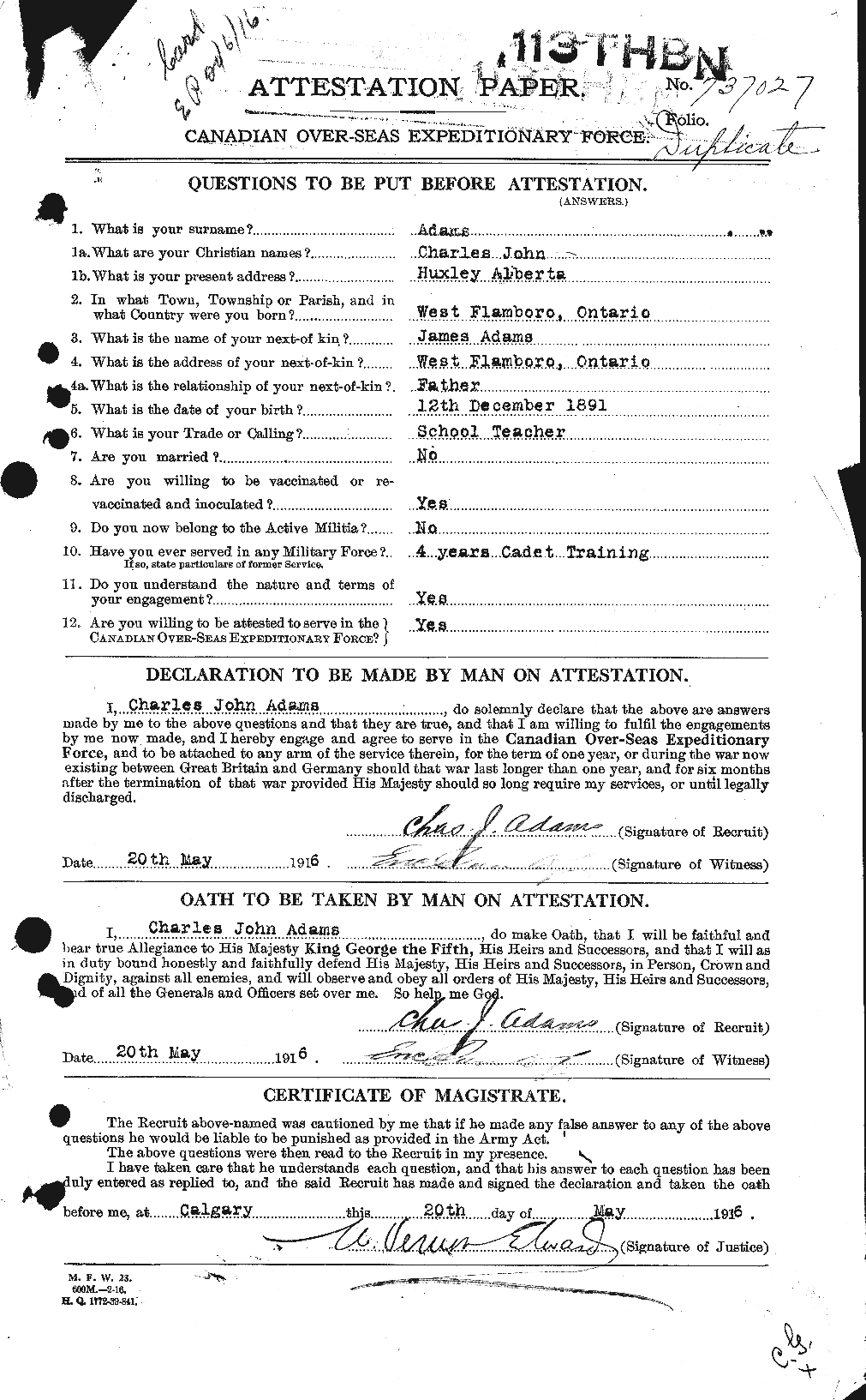Personnel Records of the First World War - CEF 202573a