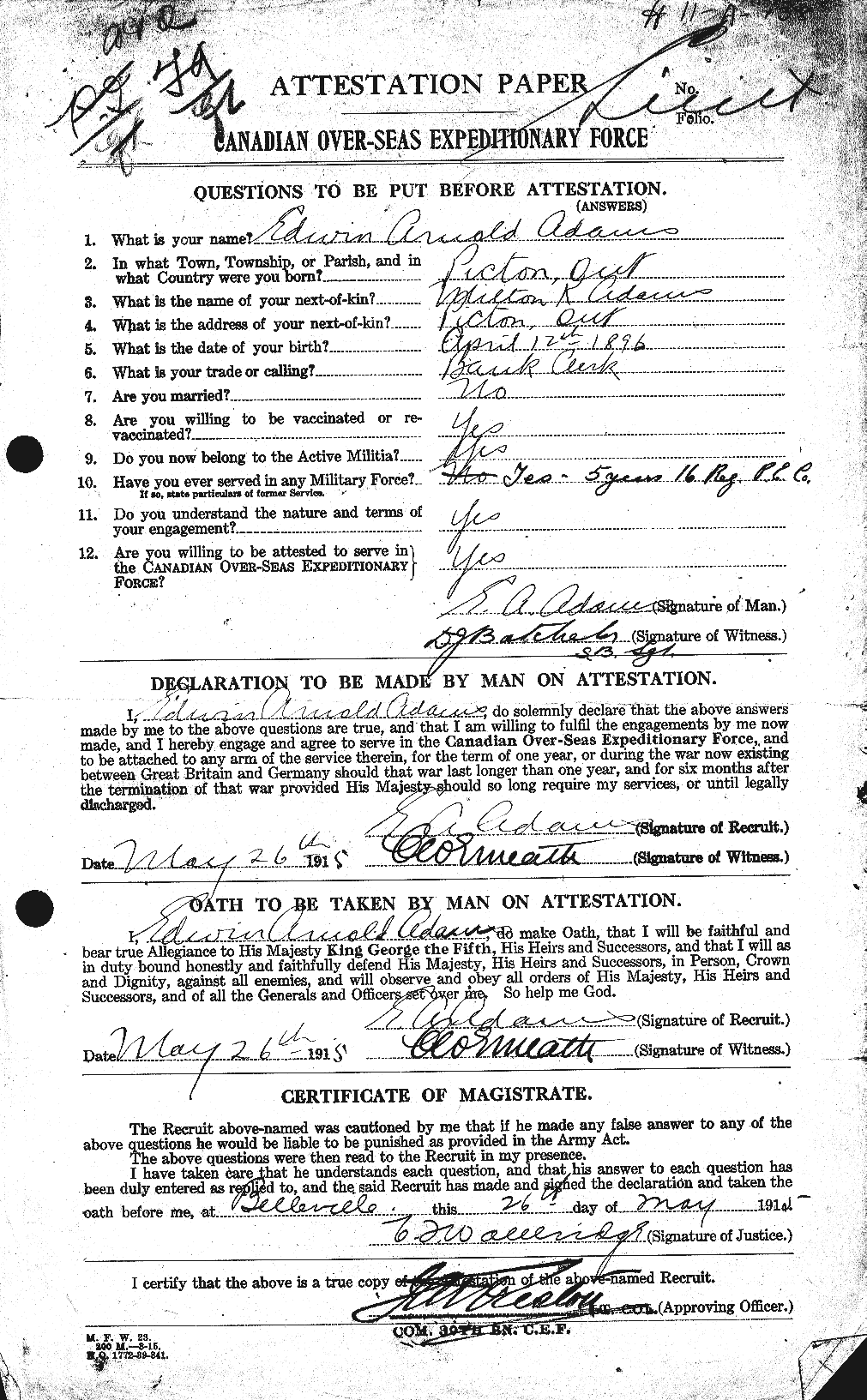 Personnel Records of the First World War - CEF 202578a