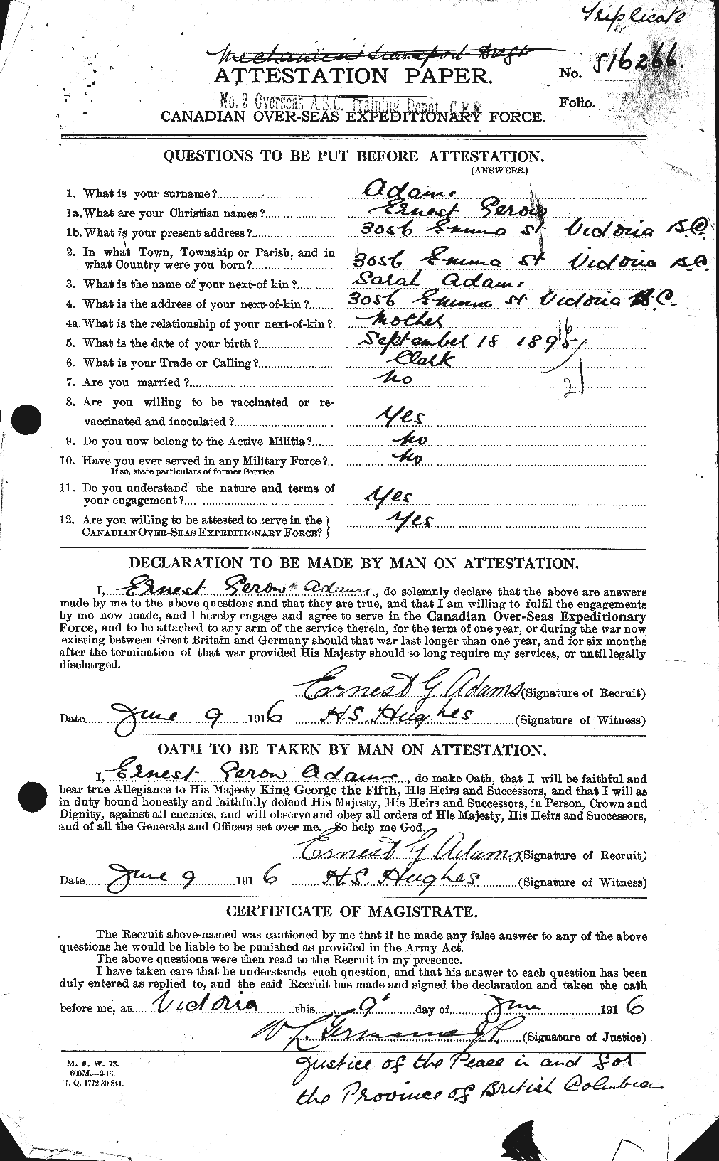 Personnel Records of the First World War - CEF 202589a