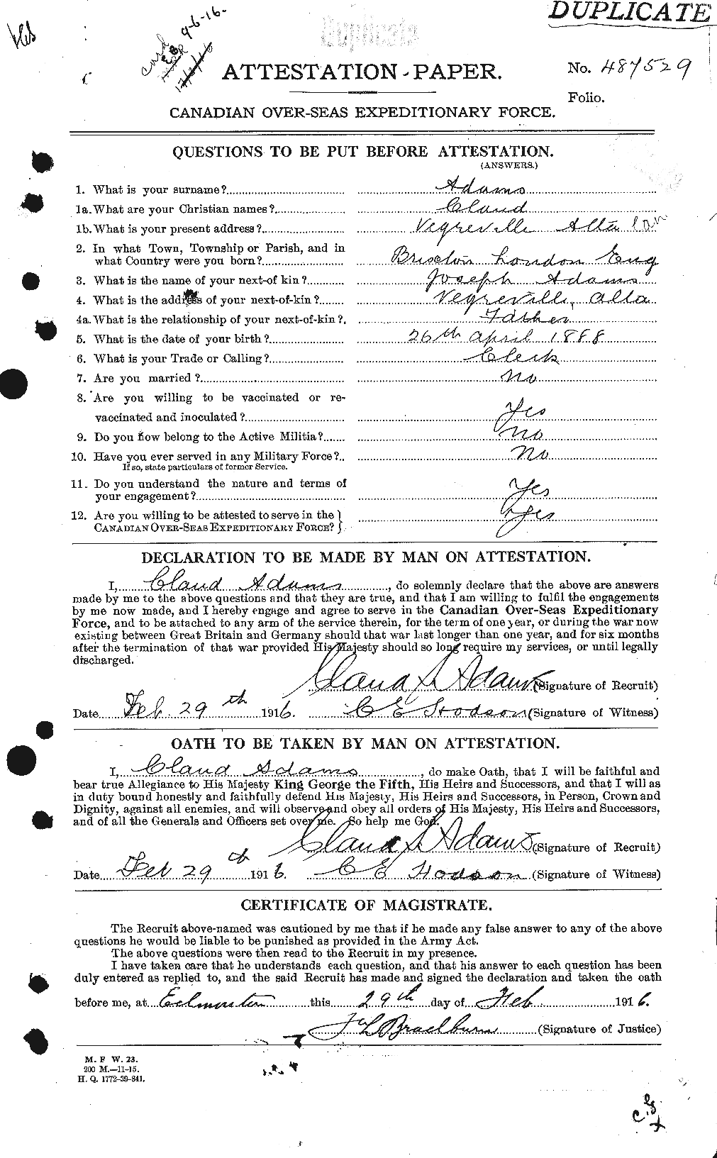 Personnel Records of the First World War - CEF 202644a
