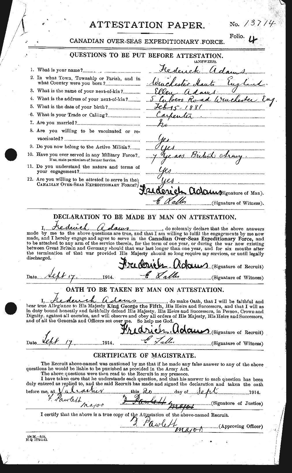 Personnel Records of the First World War - CEF 202681a