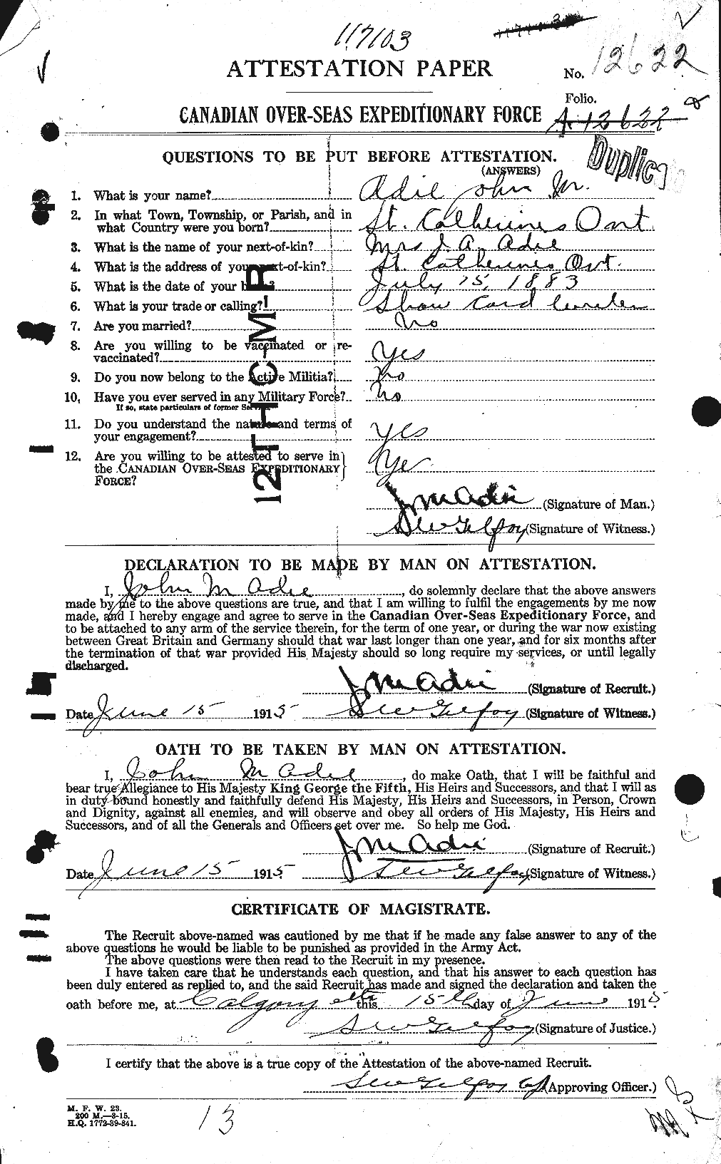 Personnel Records of the First World War - CEF 202819a
