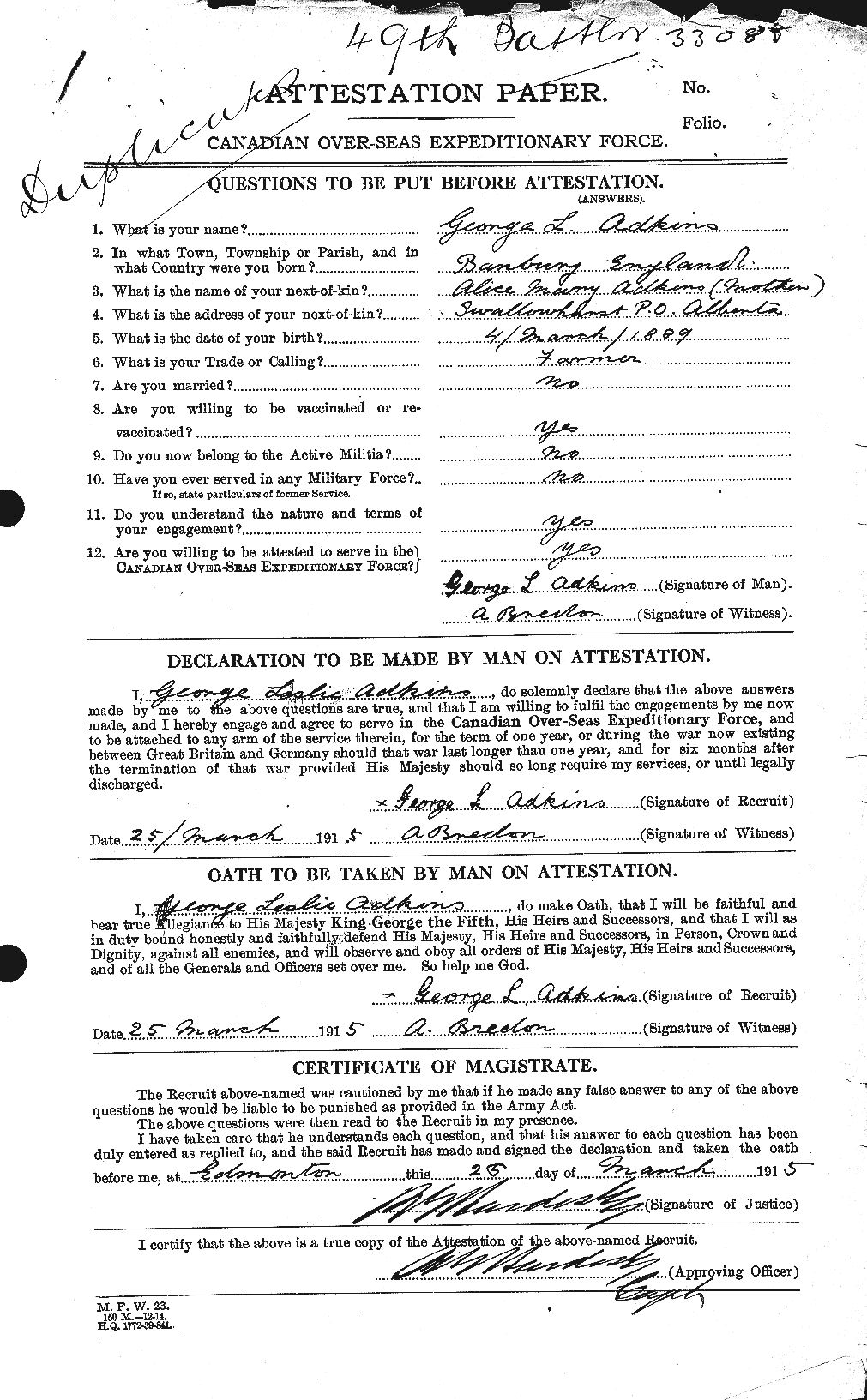 Personnel Records of the First World War - CEF 202834a