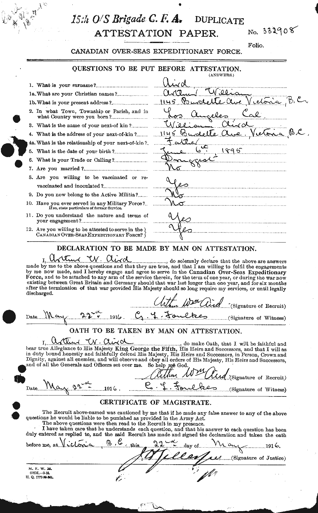 Personnel Records of the First World War - CEF 203013a